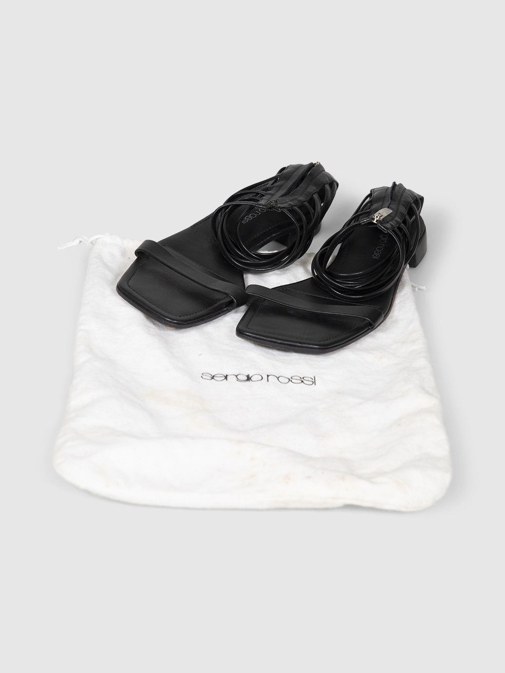 Sergio Rossi Black Leather Strappy Sandals Size US 6.5 / IT 36.5 - 3 Thumbnail