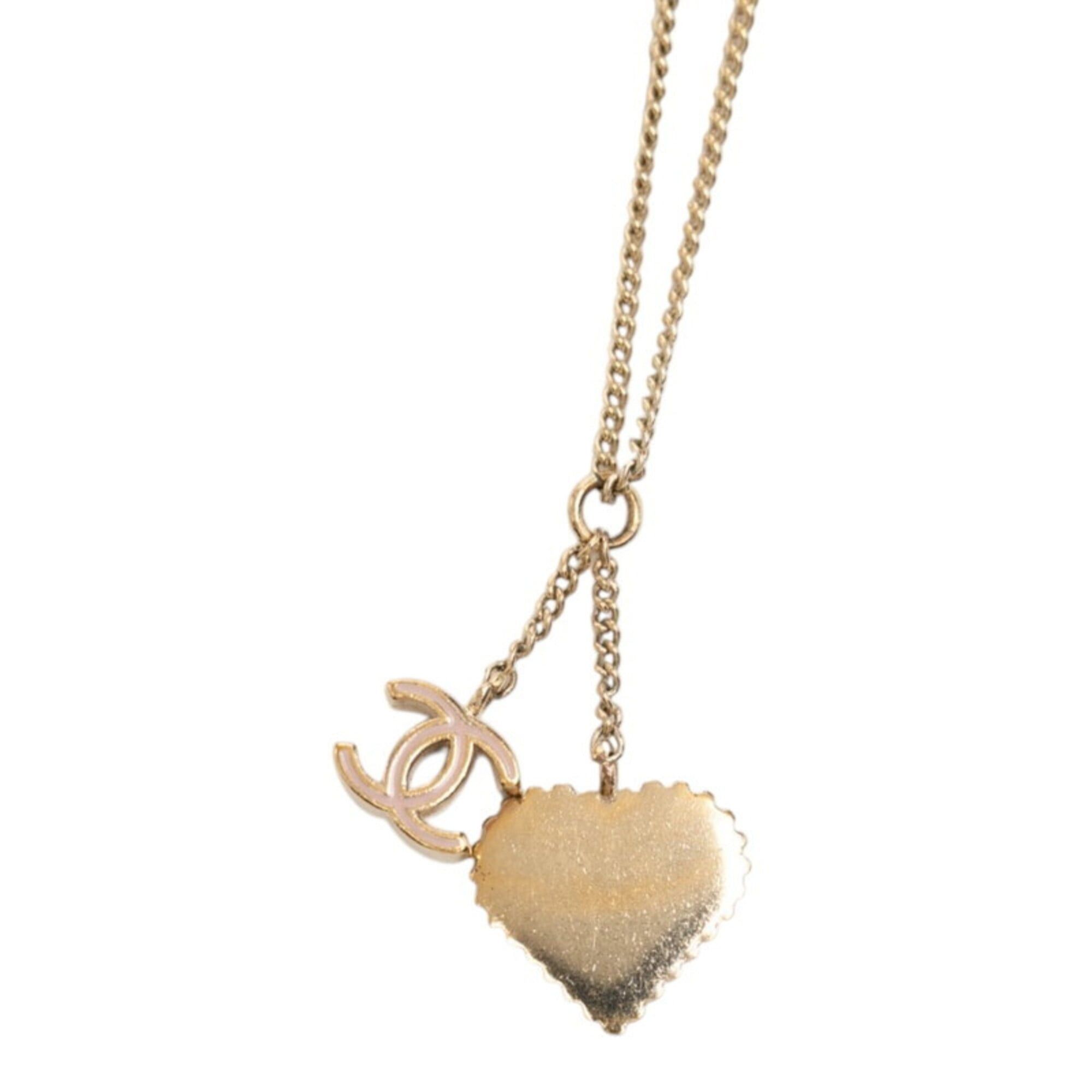 Chanel Chanel Coco Mark Heart Pendant Necklace 05P Gold Multicolor Plated Women's CHANEL Size ONE SIZE - 2 Thumbnail