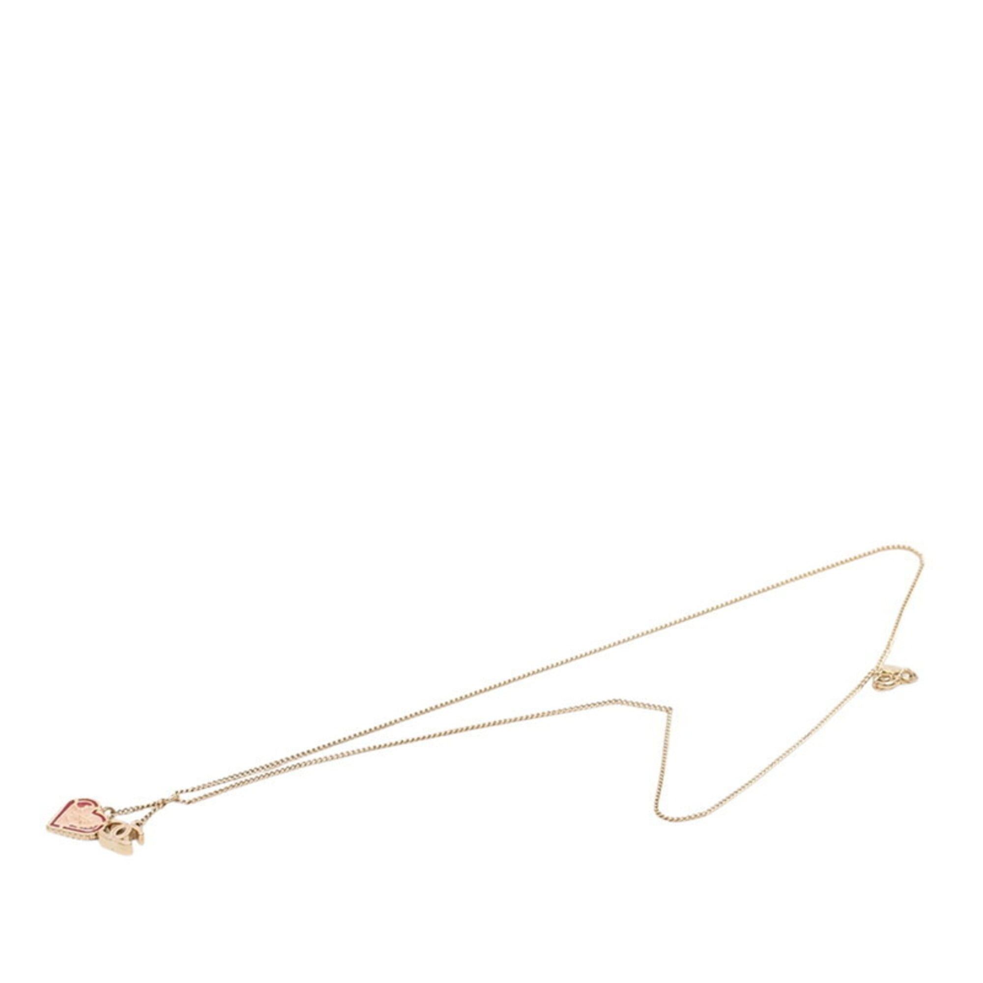 Chanel Chanel Coco Mark Heart Pendant Necklace 05P Gold Multicolor Plated Women's CHANEL Size ONE SIZE - 3 Thumbnail