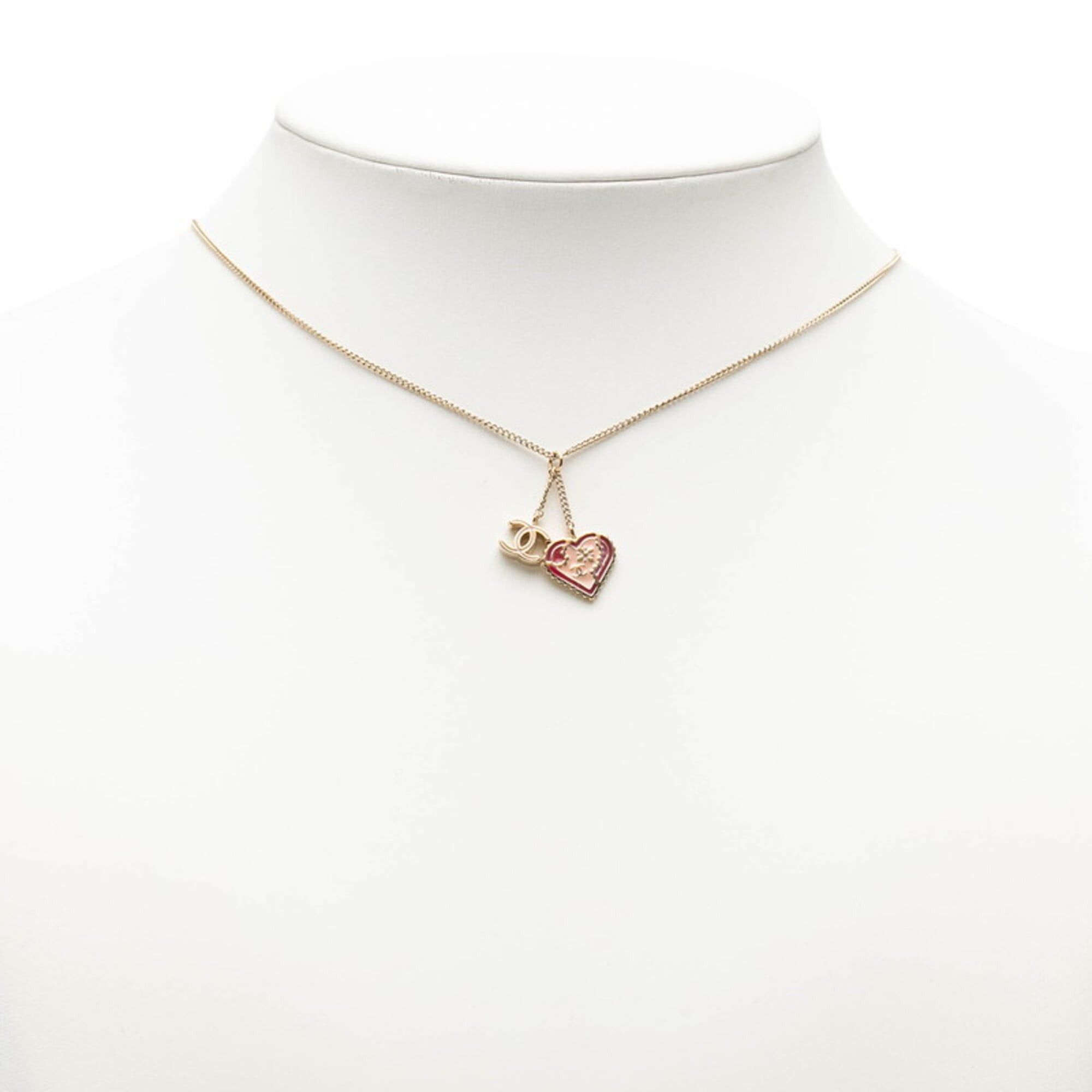 Chanel Chanel Coco Mark Heart Pendant Necklace 05P Gold Multicolor Plated Women's CHANEL Size ONE SIZE - 6 Thumbnail
