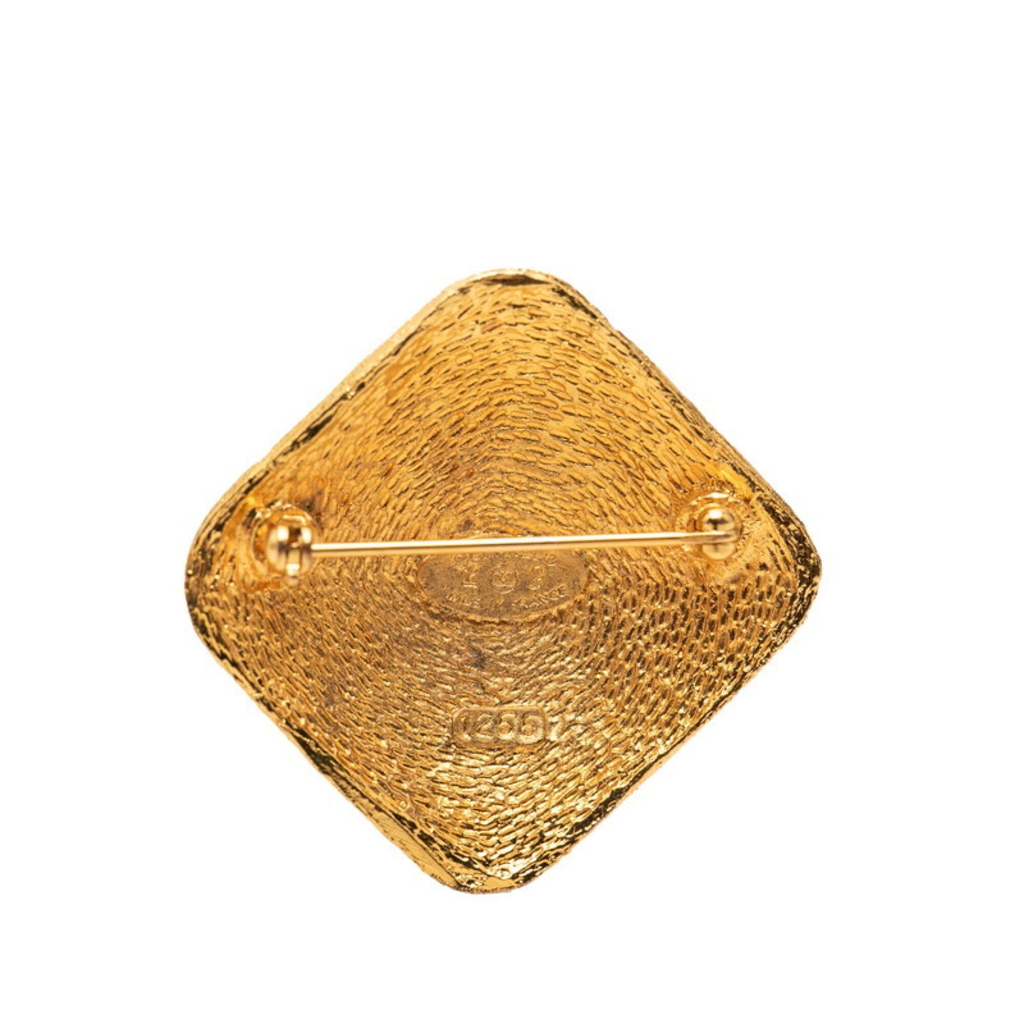 Chanel Chanel Coco Mark Square Pin Brooch, Vintage, Stamped 29, Gold Plated, Women's. Size ONE SIZE - 3 Thumbnail