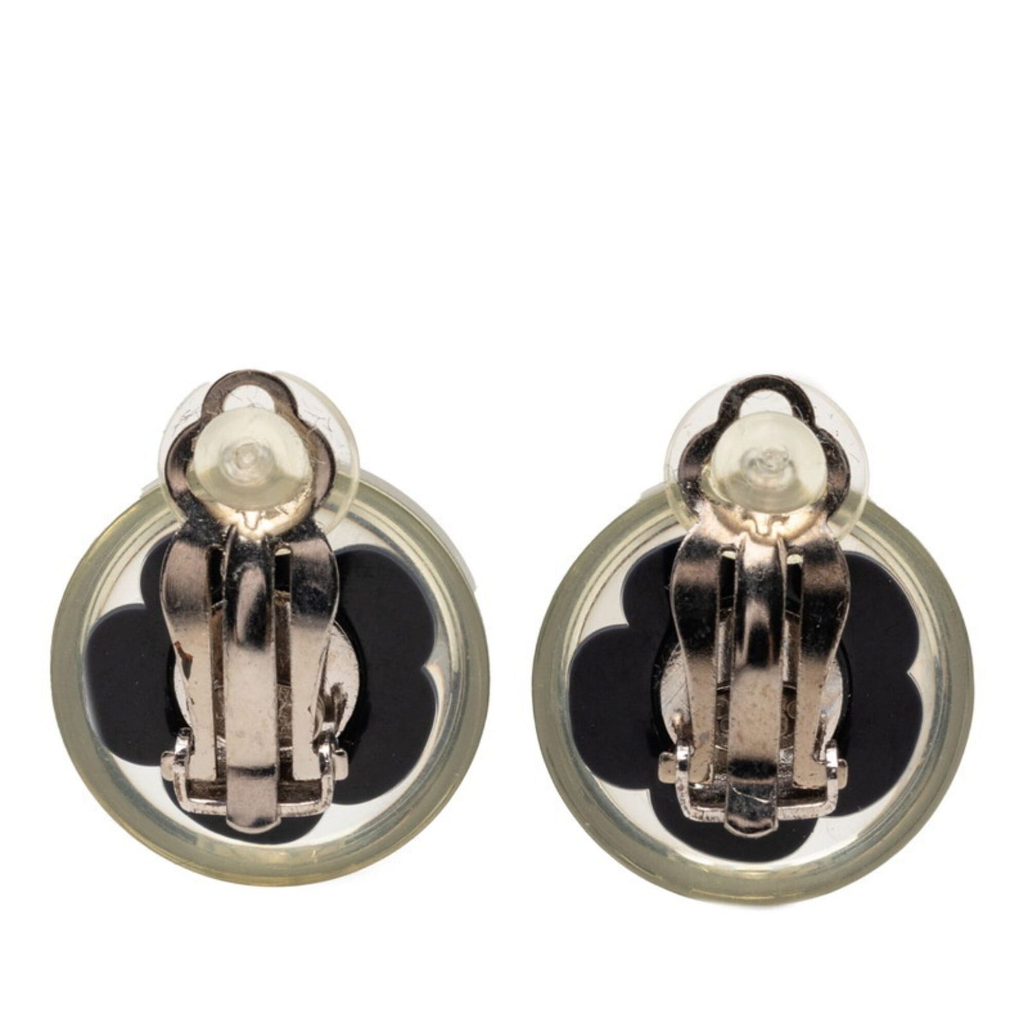 Chanel Chanel Camellia Coco Mark Earrings 04S Silver Black White Metal Resin Women's CHANEL Size ONE SIZE - 2 Thumbnail