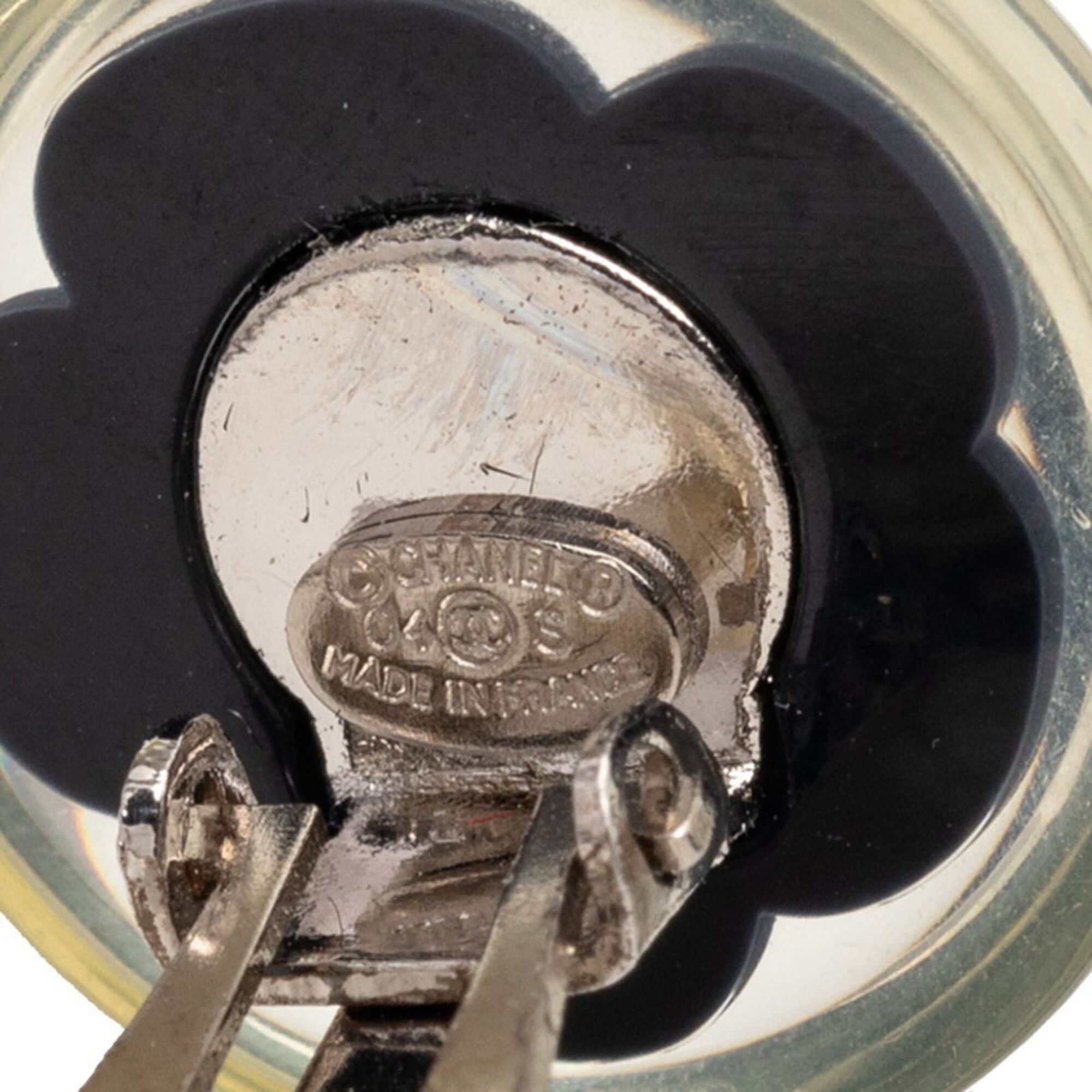 Chanel Chanel Camellia Coco Mark Earrings 04S Silver Black White Metal Resin Women's CHANEL Size ONE SIZE - 3 Thumbnail