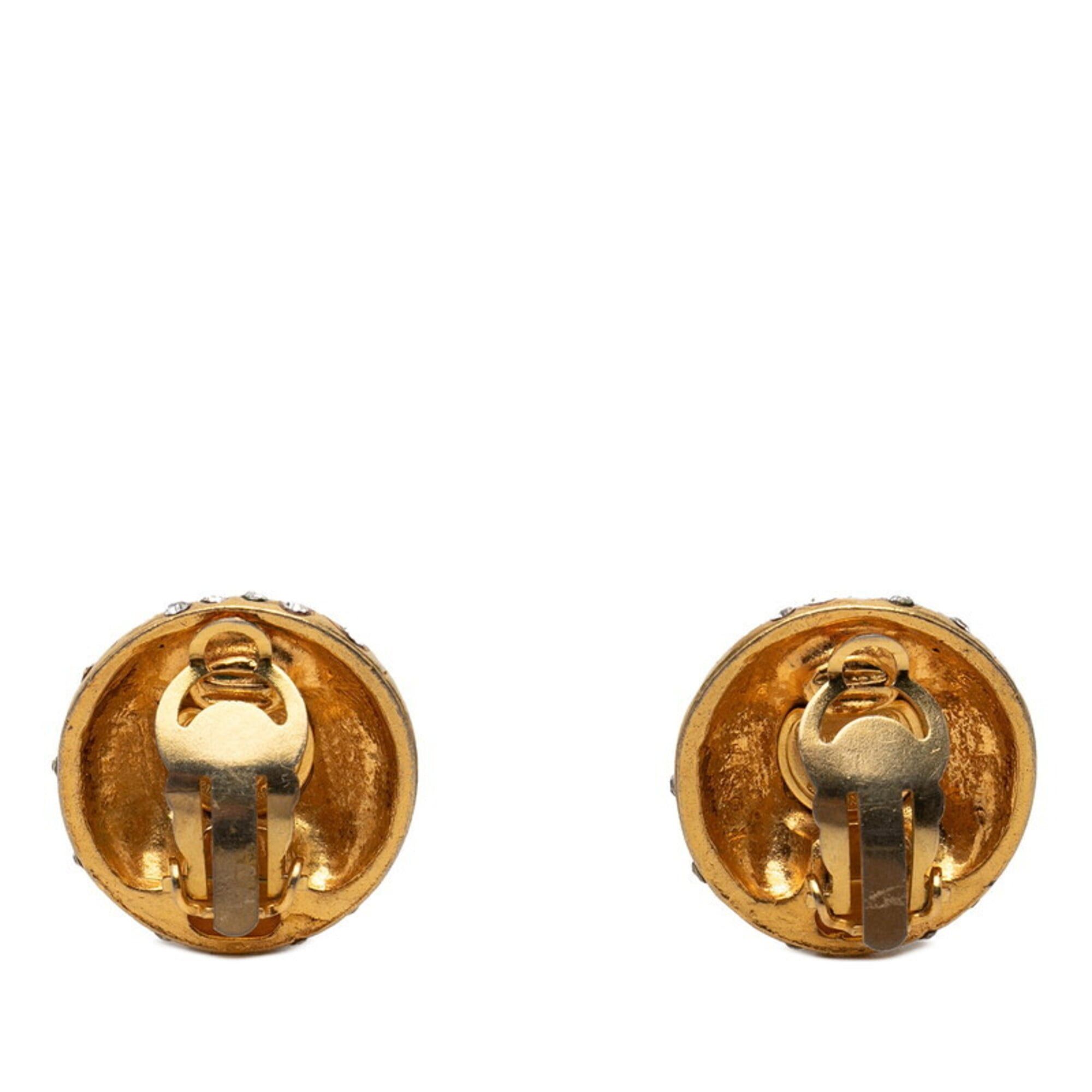 Chanel Chanel Logo Round Earrings, Vintage Gold Plated Rhinestone, Women's CHANEL Size ONE SIZE - 2 Thumbnail