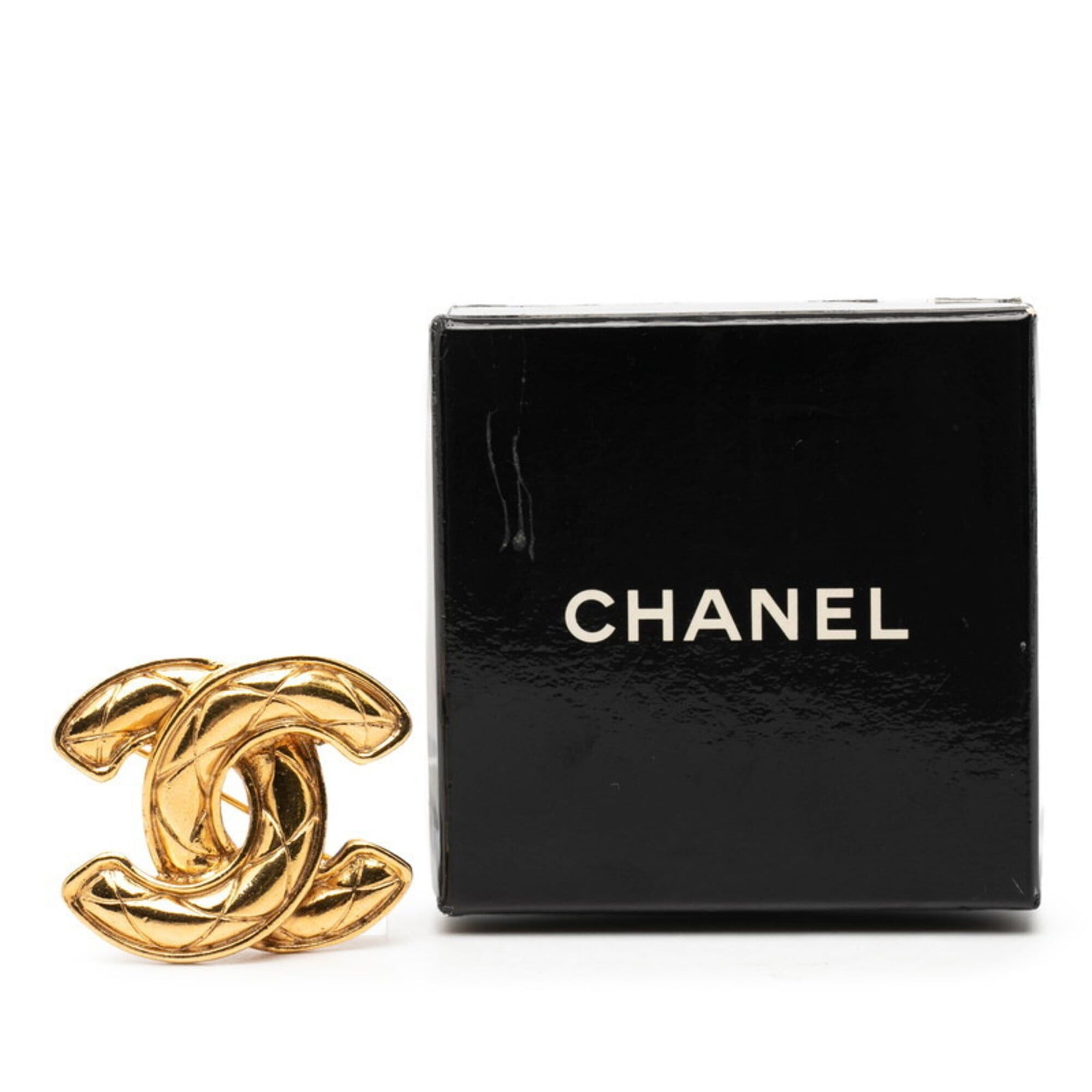 Chanel Chanel Matelassé Coco Mark Brooch, Gold Plated, Women's CHANEL Size ONE SIZE - 5 Thumbnail