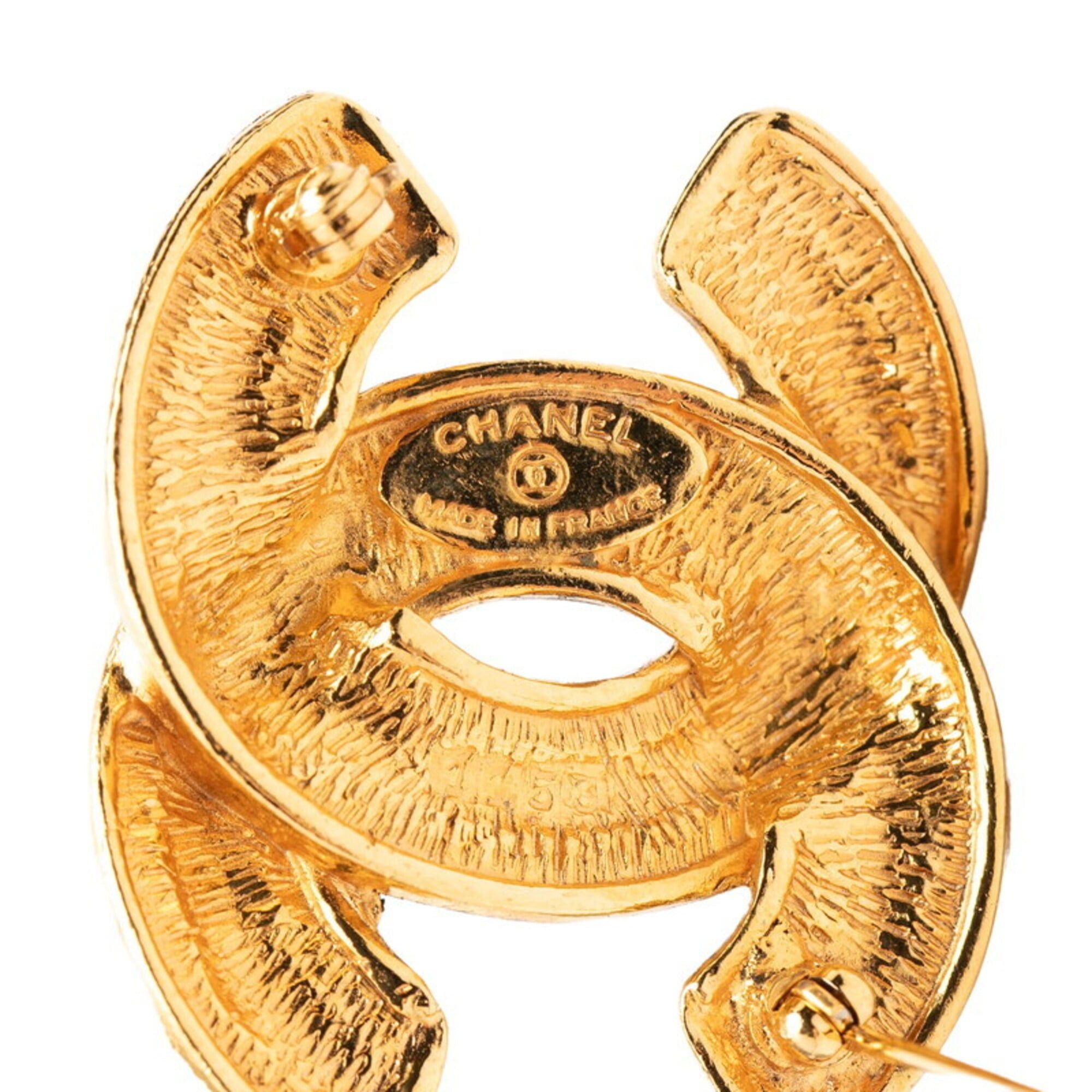 Chanel Chanel Matelassé Coco Mark Brooch, Gold Plated, Women's CHANEL Size ONE SIZE - 4 Thumbnail