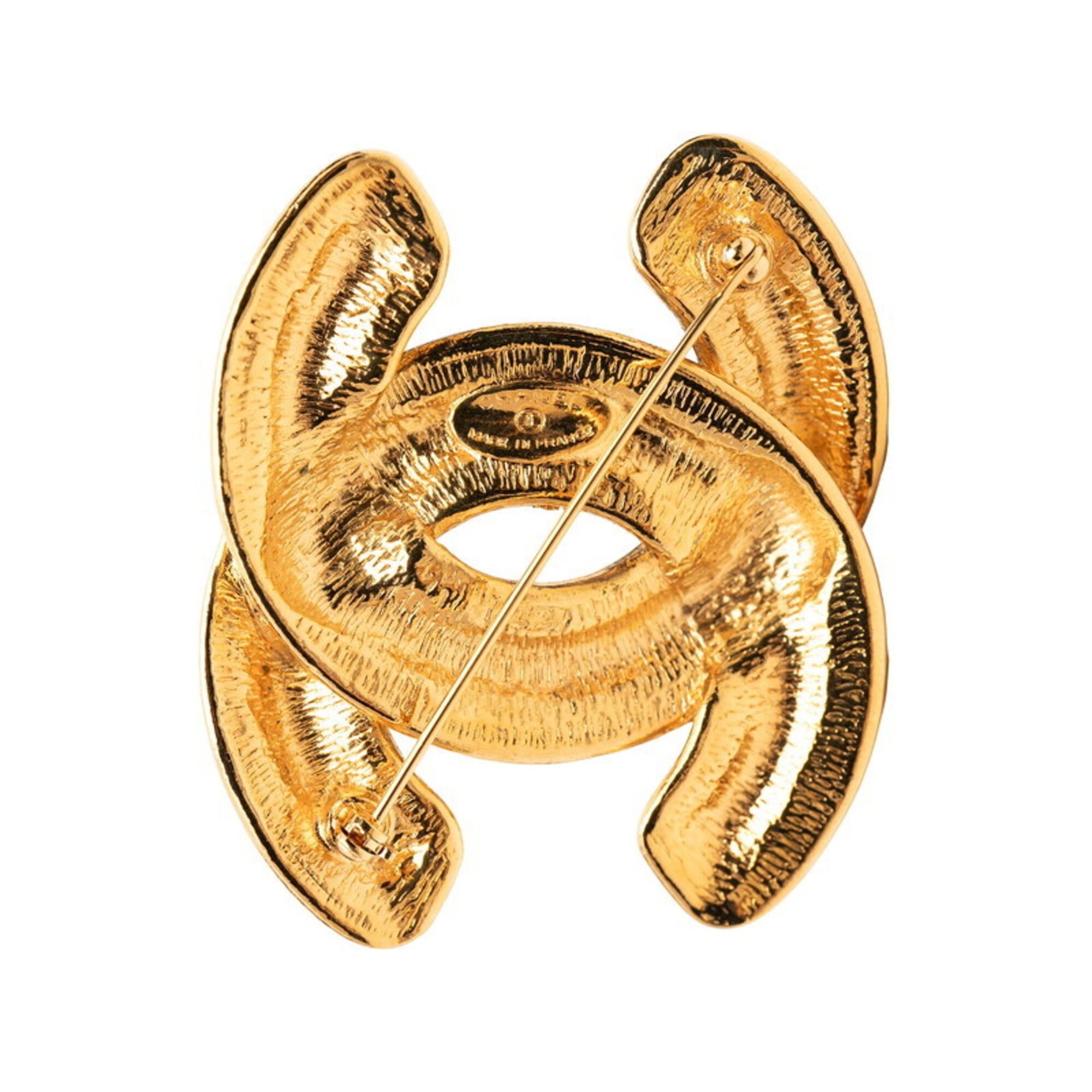 Chanel Chanel Matelassé Coco Mark Brooch, Gold Plated, Women's CHANEL Size ONE SIZE - 3 Thumbnail