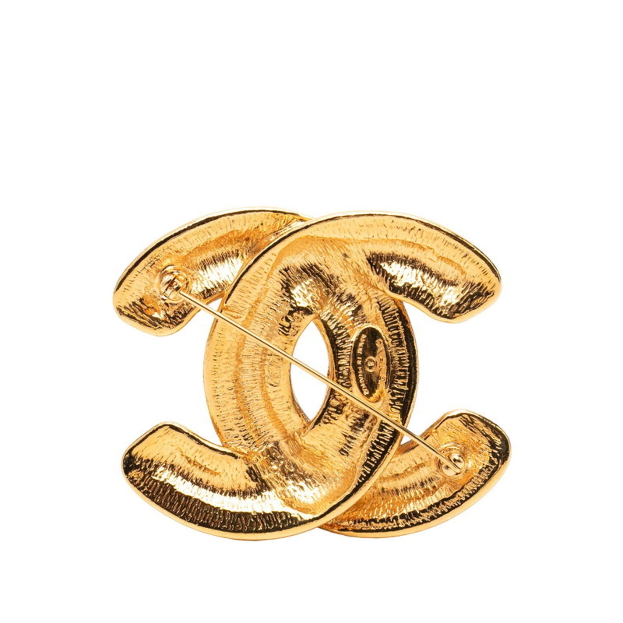 Chanel Chanel Matelassé Coco Mark Brooch, Gold Plated, Women's CHANEL Size ONE SIZE - 2 Thumbnail