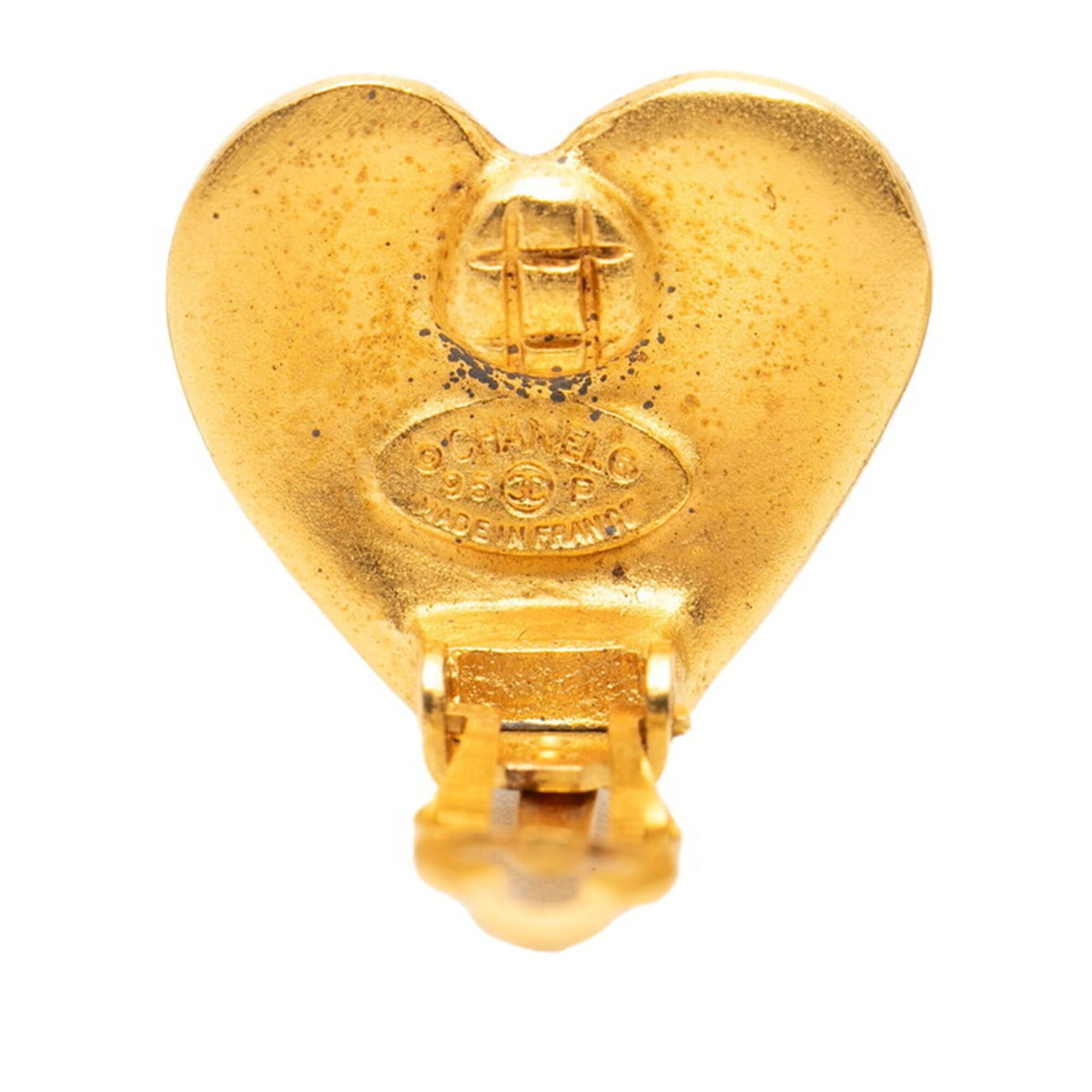 Chanel Chanel Coco Mark Heart Motif Earrings, 95P Stamp, Vintage Gold Plated, Women's CHANEL Size ONE SIZE - 3 Thumbnail