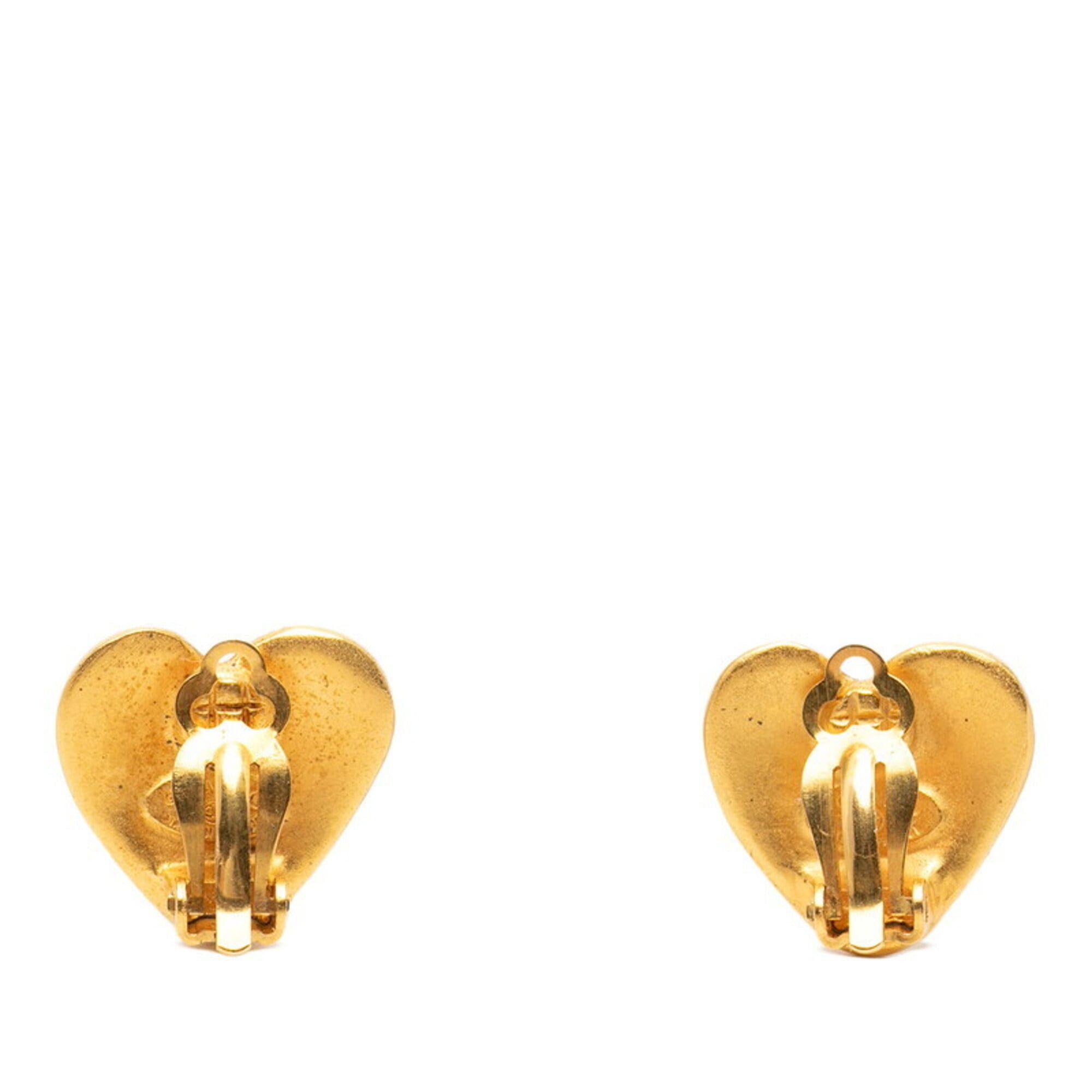Chanel Chanel Coco Mark Heart Motif Earrings, 95P Stamp, Vintage Gold Plated, Women's CHANEL Size ONE SIZE - 2 Thumbnail