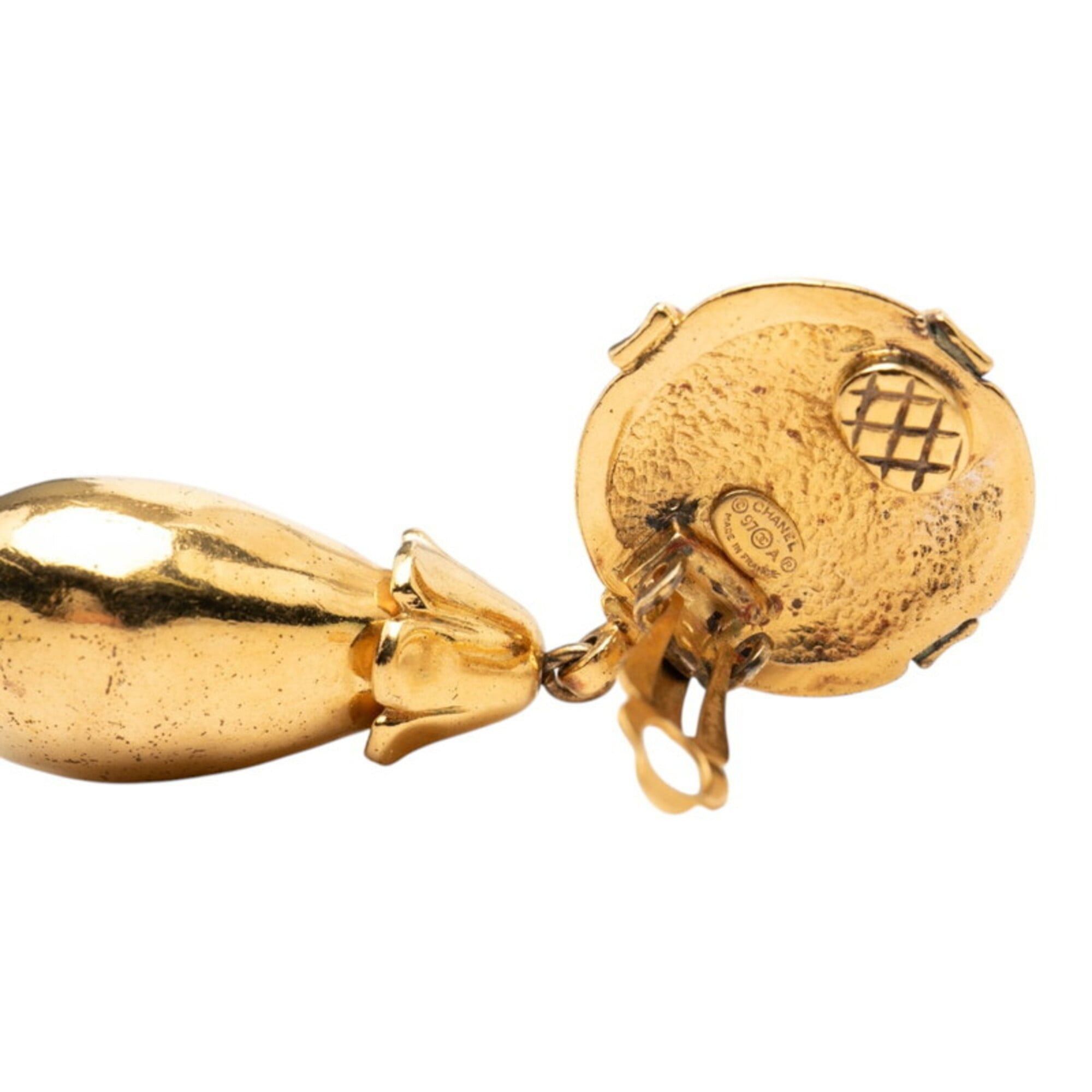 Chanel Chanel Coco Mark Earrings, Gold Plated, Women's CHANEL Size ONE SIZE - 3 Thumbnail