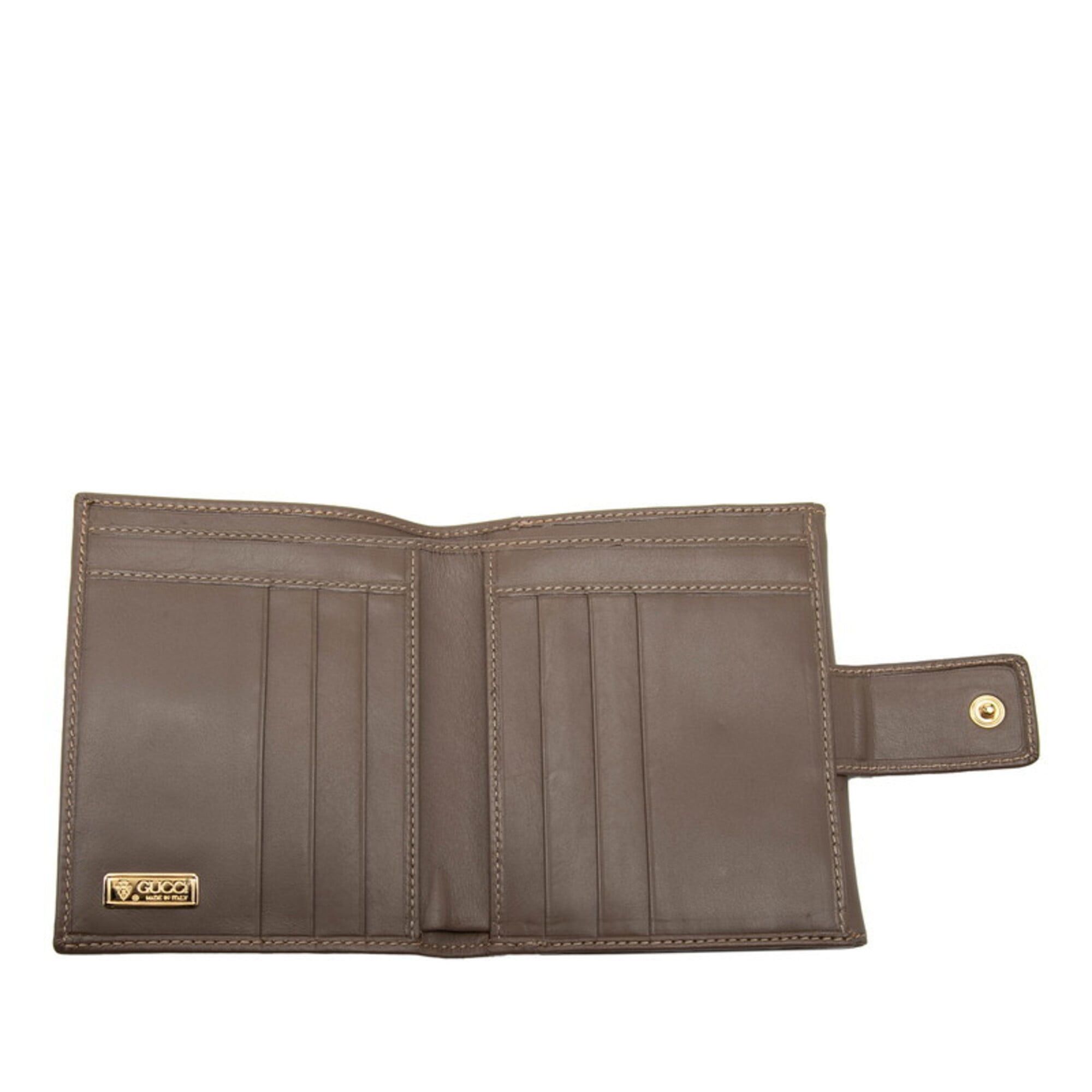 Gucci Gucci Old Bi-fold Wallet 035 959 0322 Black Brown Leather Women's GUCCI Size ONE SIZE - 5 Thumbnail