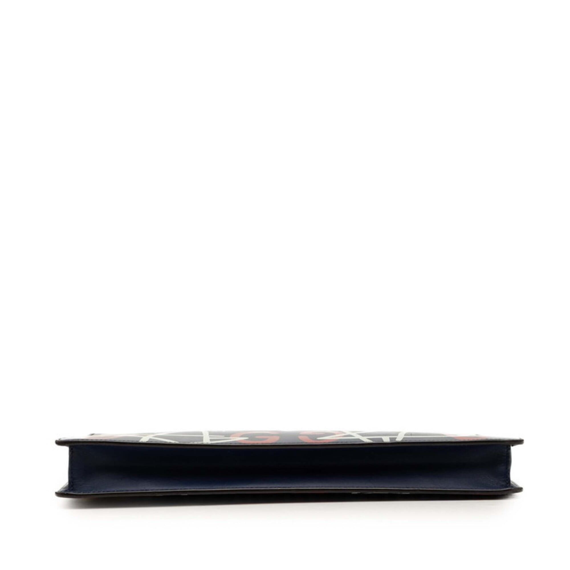 Gucci Gucci GG Ghost Clutch Bag, Second 433665, Navy Multicolor Leather, Women's, GUCCI Size ONE SIZE - 3 Thumbnail
