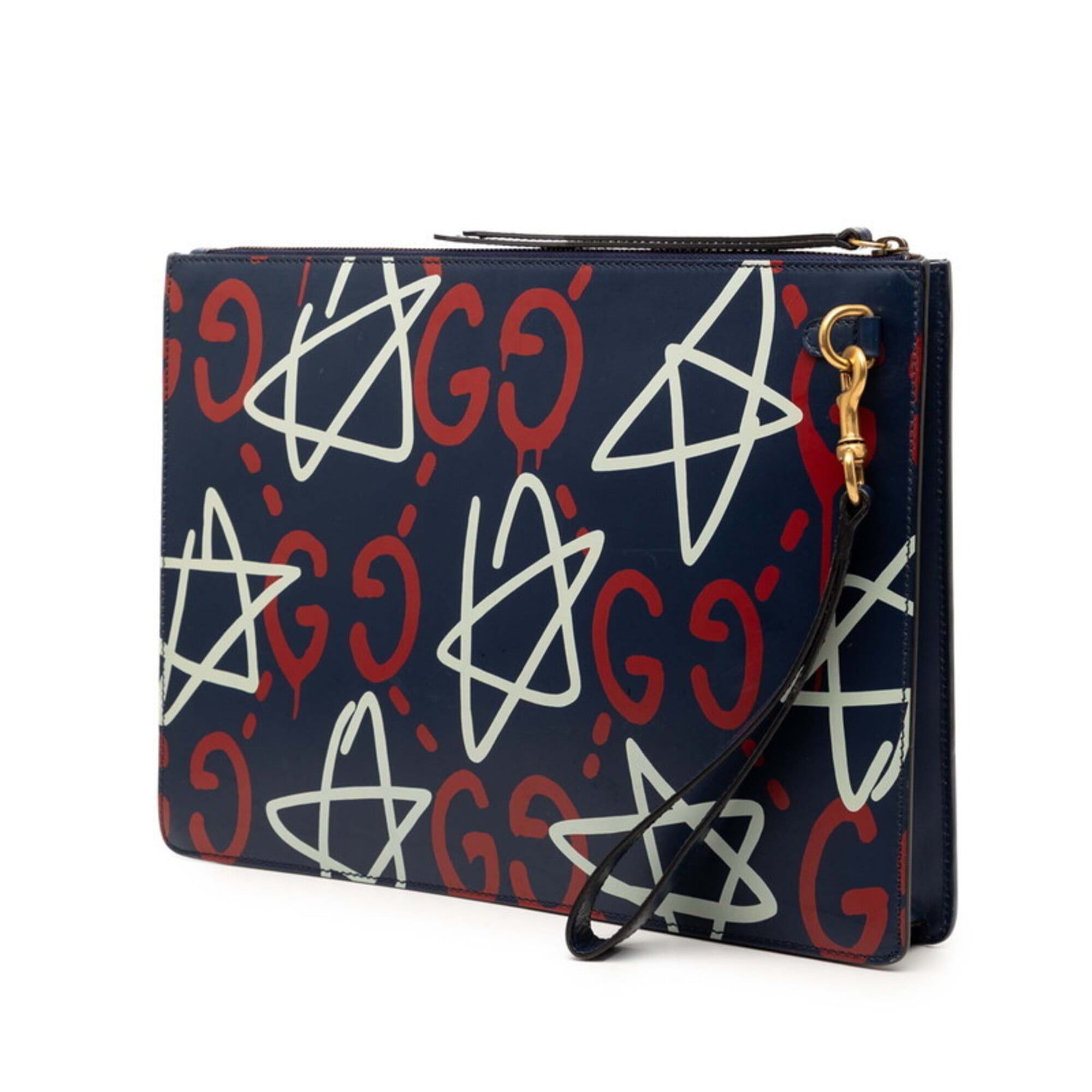 Gucci Gucci GG Ghost Clutch Bag, Second 433665, Navy Multicolor Leather, Women's, GUCCI Size ONE SIZE - 2 Thumbnail