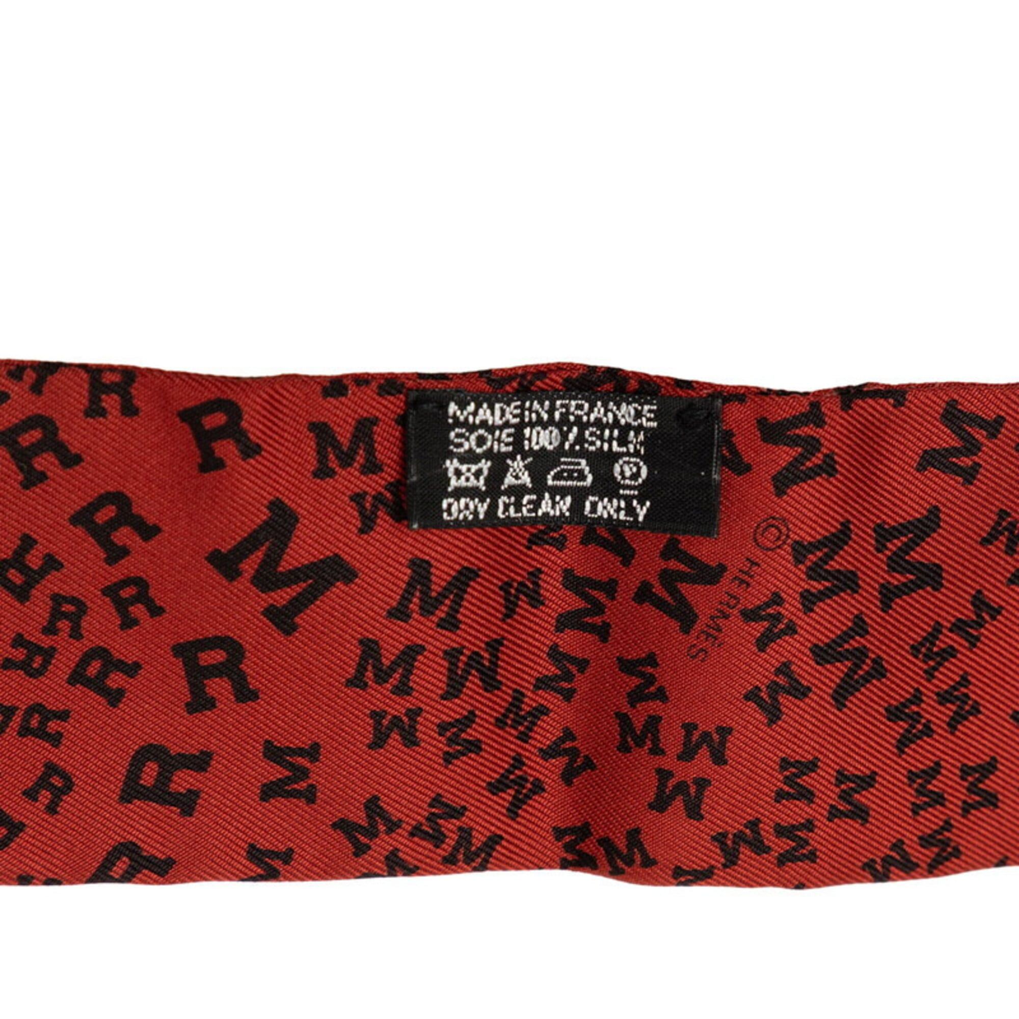 Hermes Hermes Twilly Logo Alphabet Scarf Muffler Wine Red Black Silk Women's HERMES Size ONE SIZE - 5 Thumbnail