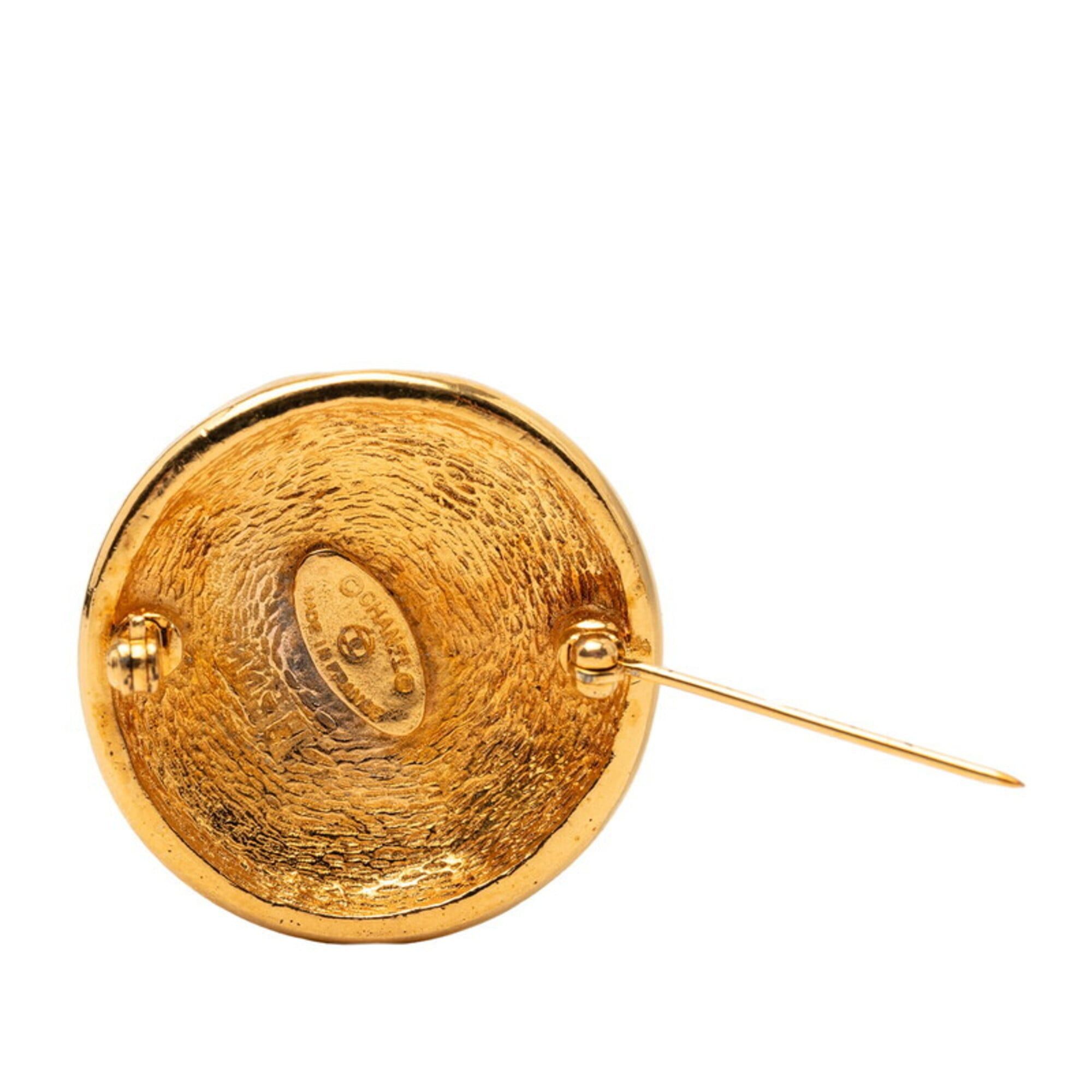 Chanel Chanel Coco Mark Round Brooch, Gold Plated, Women's. Size ONE SIZE - 3 Thumbnail