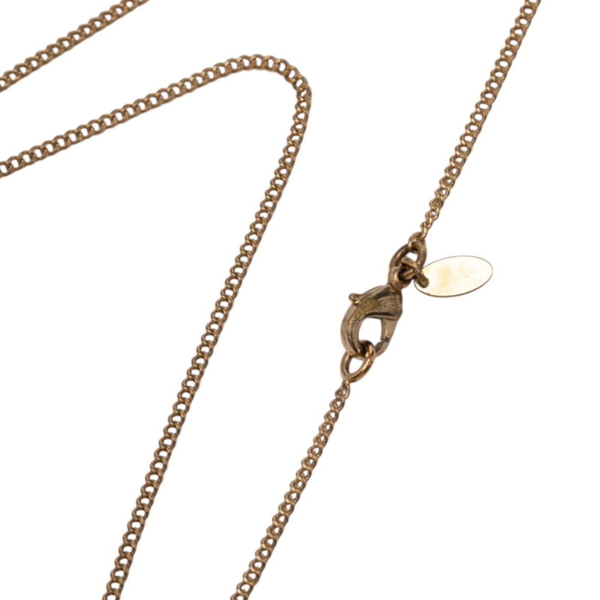 Chanel Chanel Coco Mark Necklace A11C Gold Plated Rhinestone Faux Pearl Women's CHANEL Size ONE SIZE - 5 Thumbnail