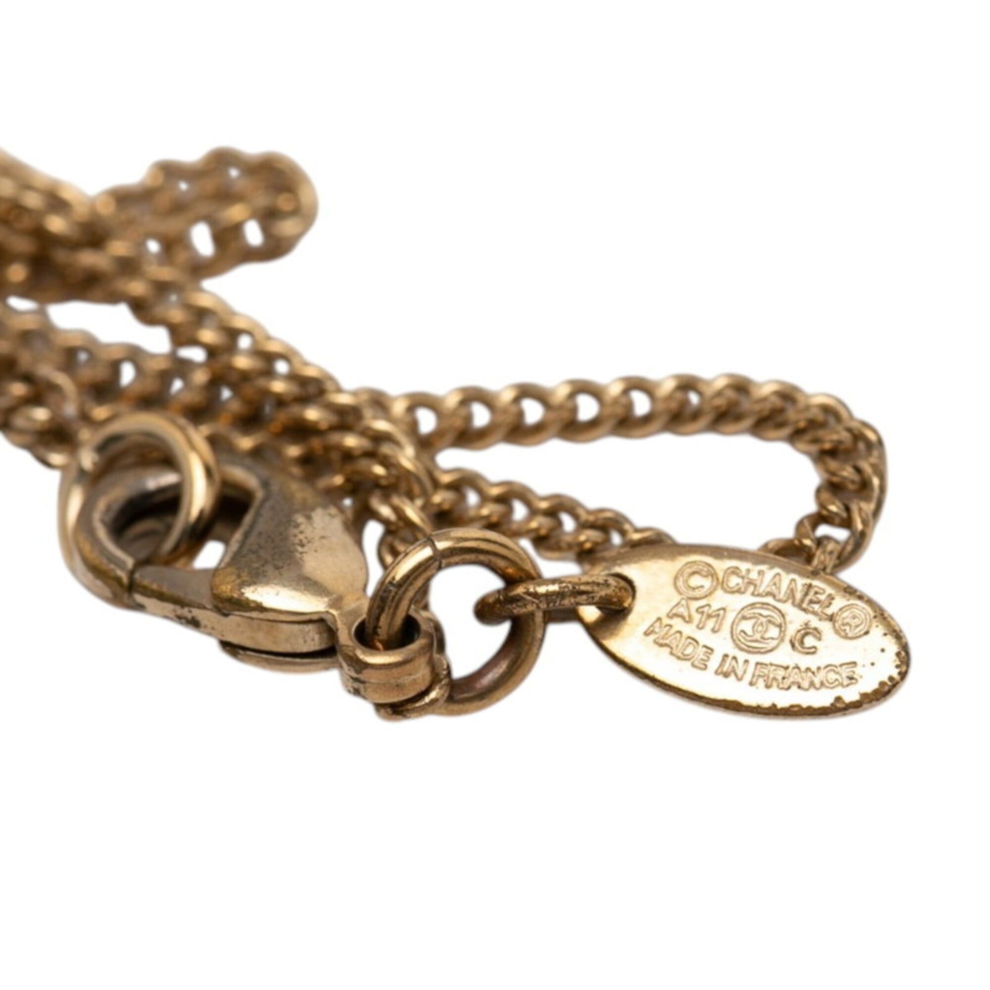 Chanel Chanel Coco Mark Necklace A11C Gold Plated Rhinestone Faux Pearl Women's CHANEL Size ONE SIZE - 6 Thumbnail