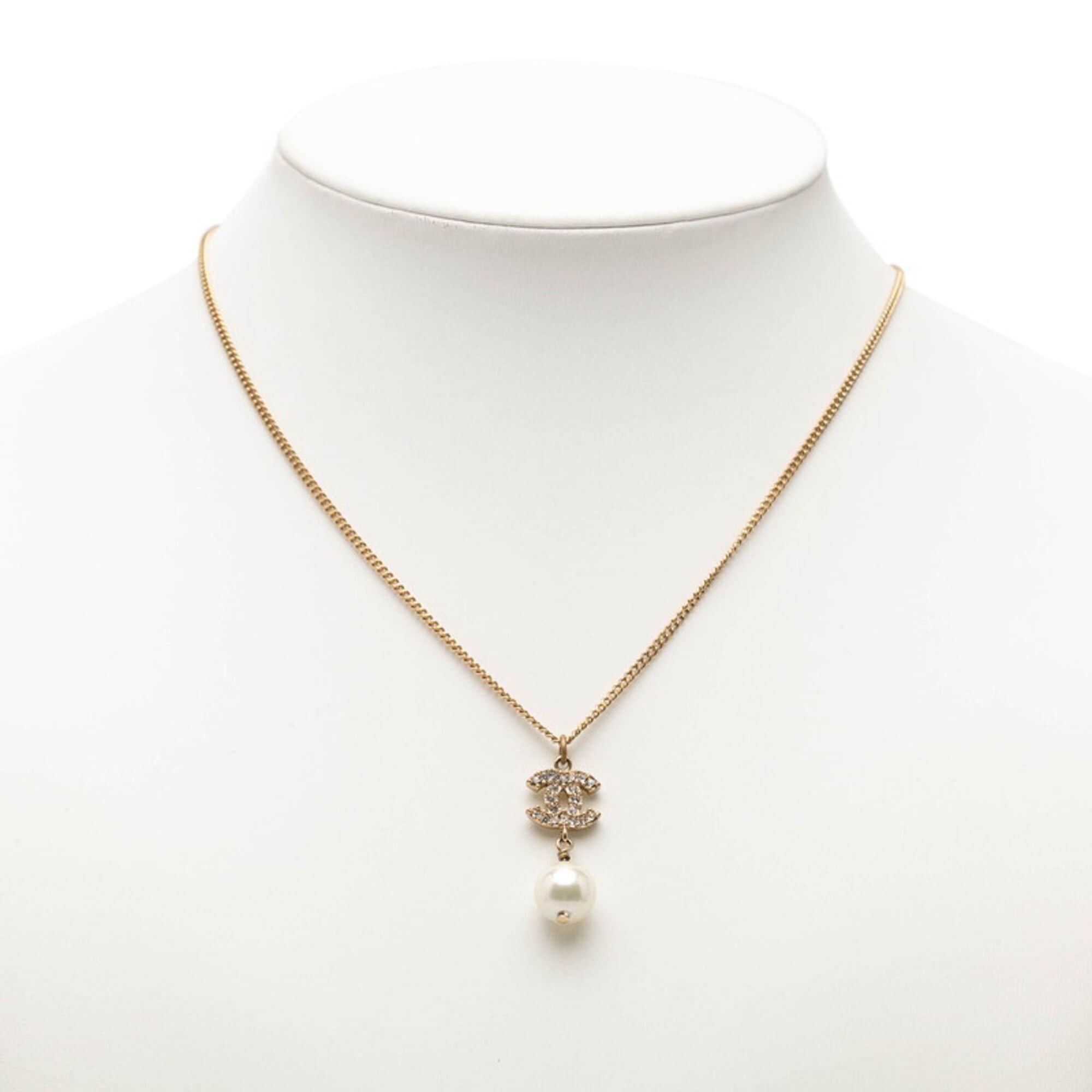 Chanel Chanel Coco Mark Necklace A11C Gold Plated Rhinestone Faux Pearl Women's CHANEL Size ONE SIZE - 7 Thumbnail