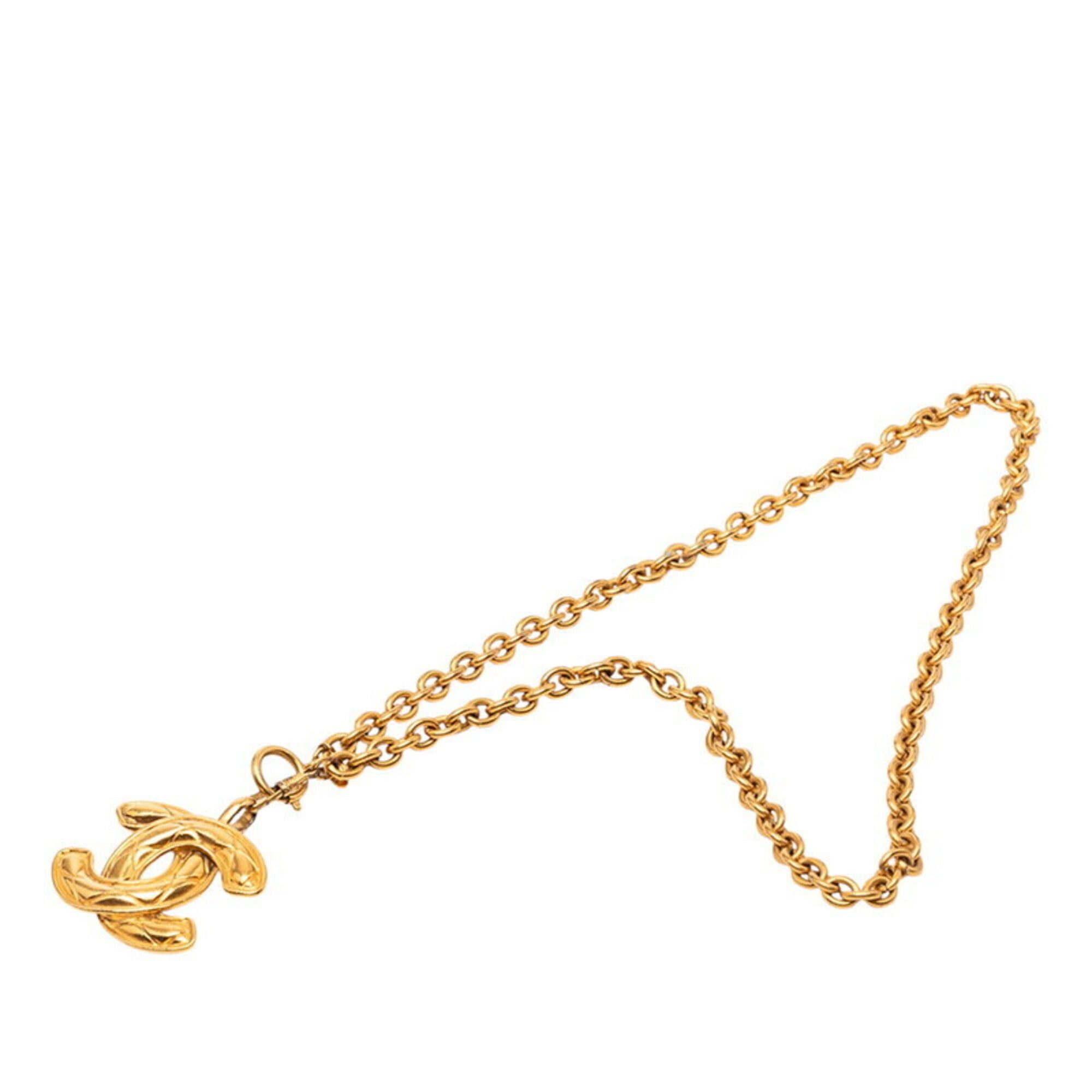Chanel Chanel Matelassé Coco Mark Chain Necklace, Gold Plated, Women's. Size ONE SIZE - 3 Thumbnail