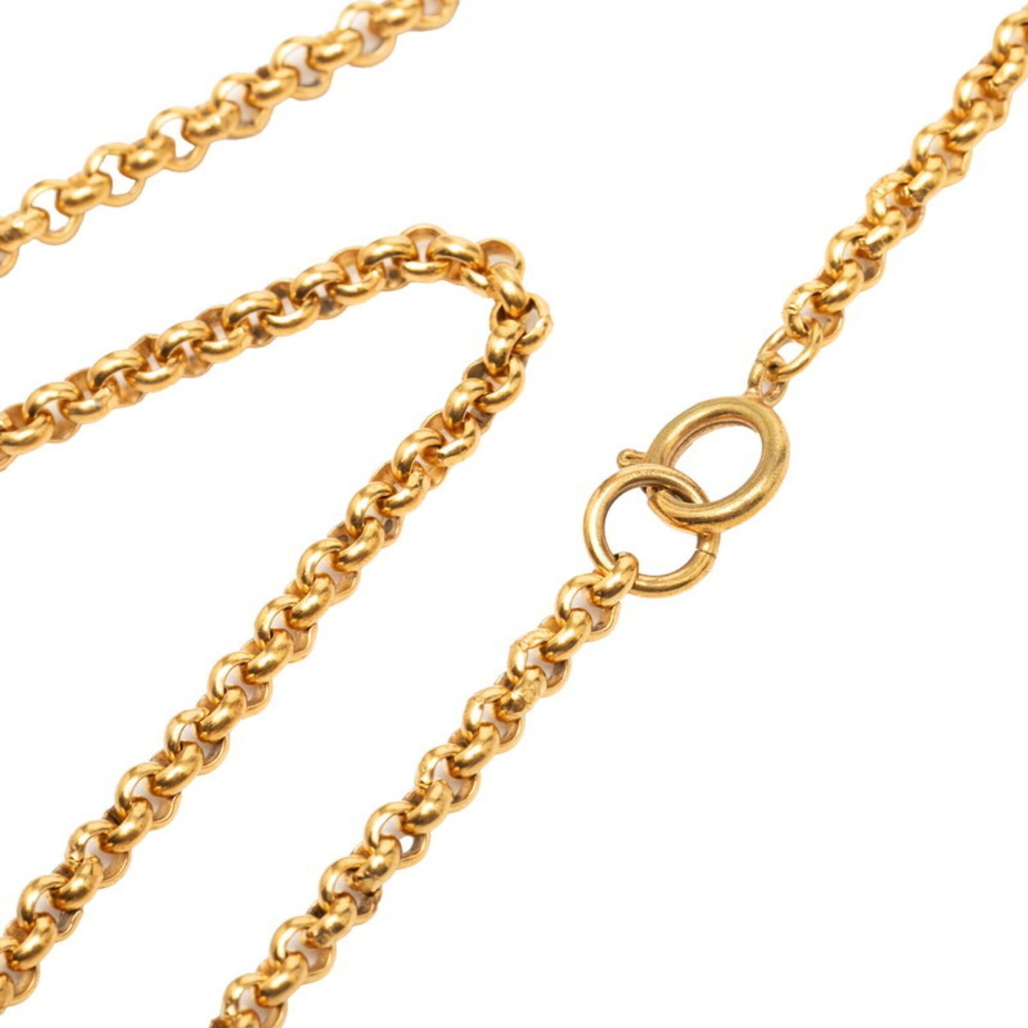 Chanel Chanel Coco Mark Clover Motif Chain Pendant Necklace, Gold Plated, Women's. Size ONE SIZE - 5 Thumbnail