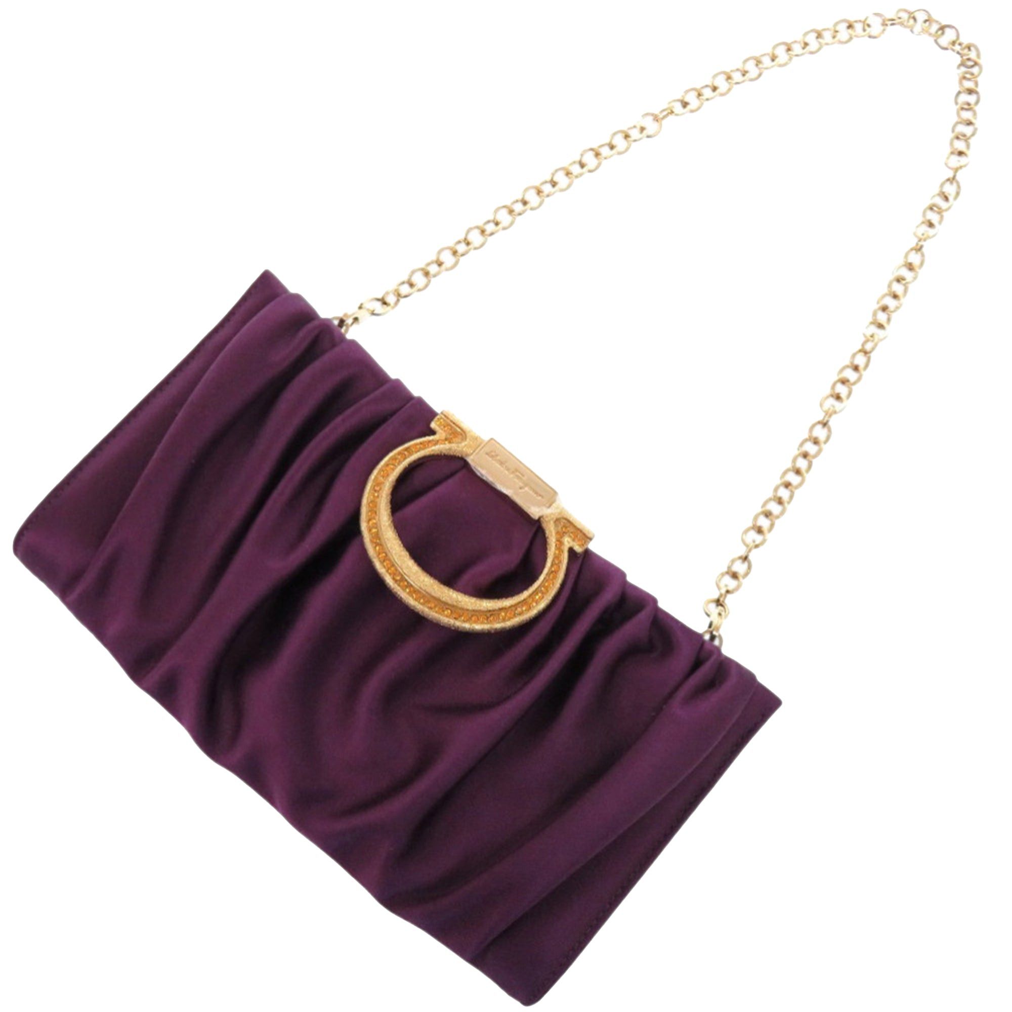 Salvatore Ferragamo Satin Gancini Clutch with Chain Size ONE SIZE - 11 Thumbnail