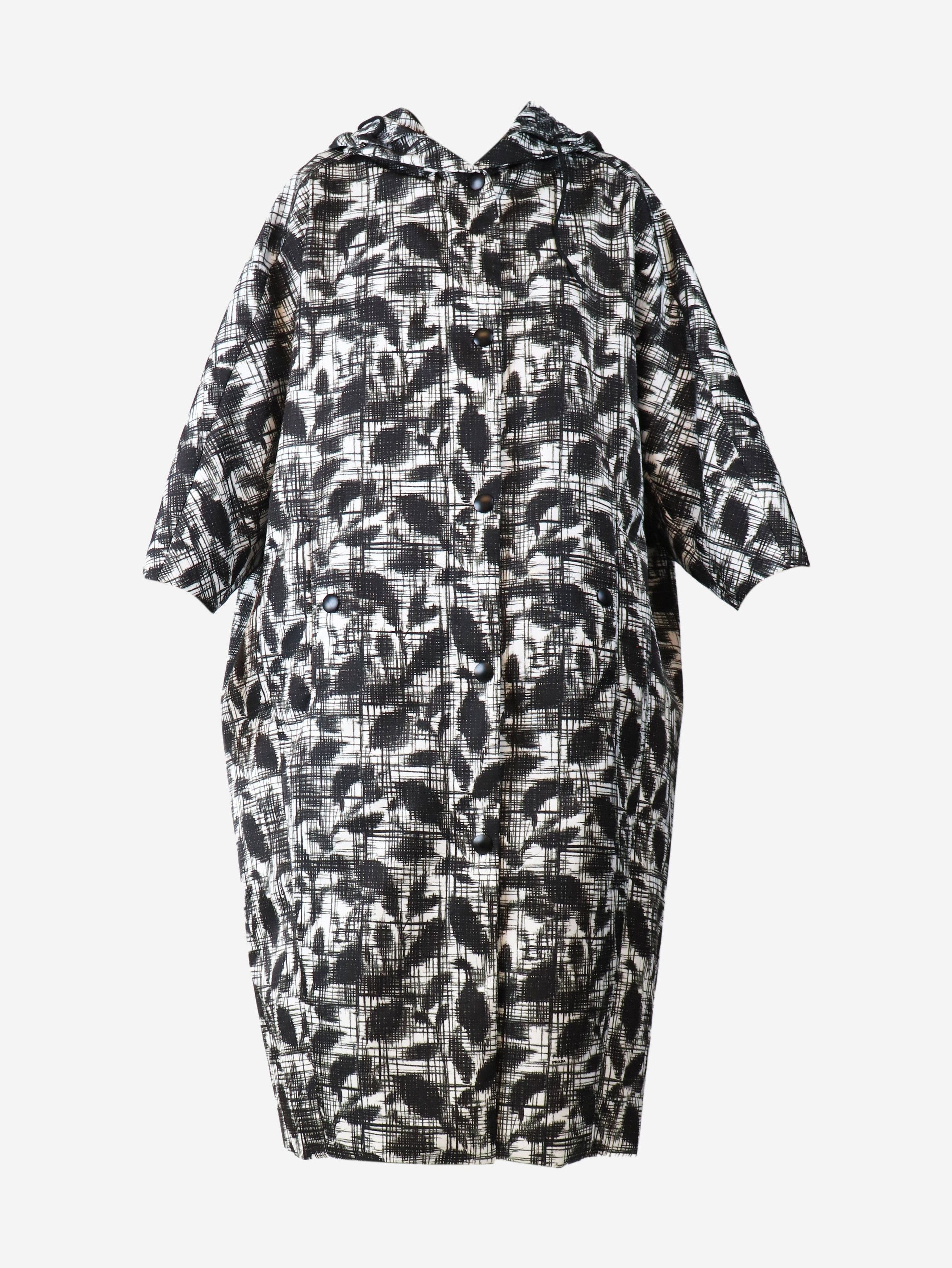 Prada Black and white Re-Nylon printed raincoat - UK 4 Size XS / US 0-2 / IT 36-38 - 6 Thumbnail
