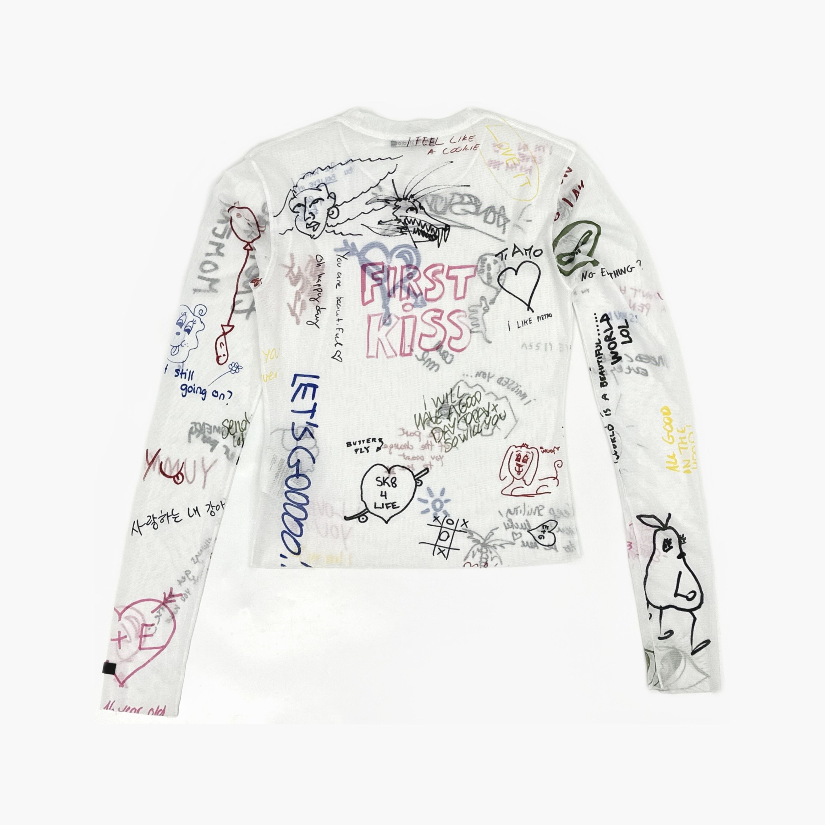 Acne Studios Acne Studios Graffiti Mesh Long Sleeve T-Shirt Size S Size S / US 4 / IT 40 - 2 Thumbnail