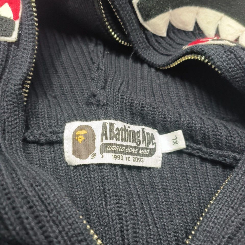 Bape A BATHING APE Shark Knit Full Zip Hoodie Size XL Size US XL / EU 56 / 4 - 2 Thumbnail