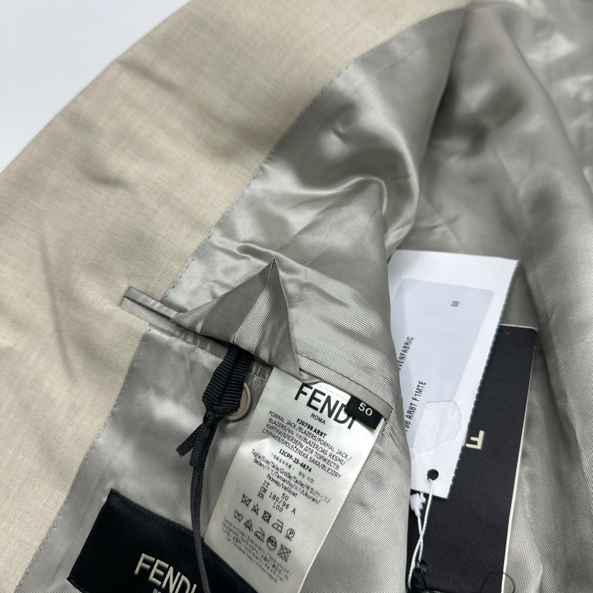 Fendi Fendi Beige Wool Single-Breasted Blazer Size 50 Size 40R - 3 Thumbnail