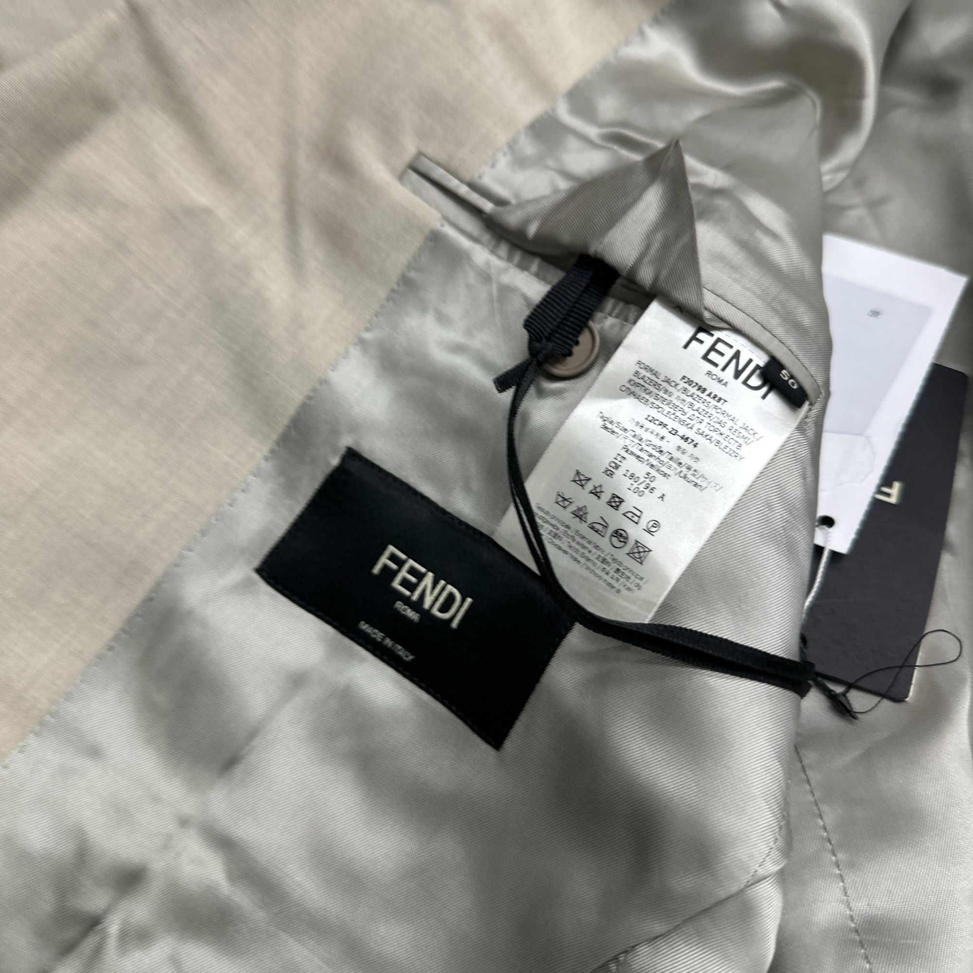 Fendi Fendi Beige Wool Single-Breasted Blazer Size 50 Size 40R - 4 Thumbnail