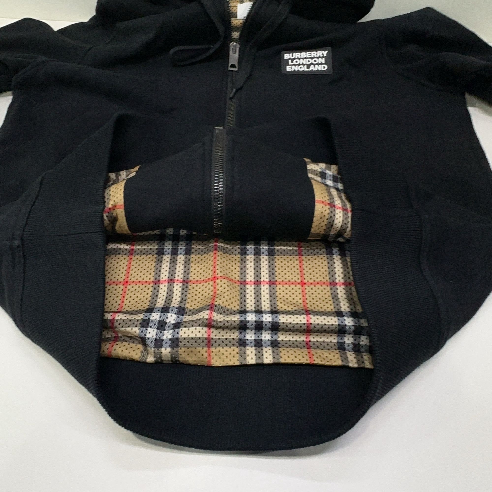 Burberry Burberry Logo Patch Check Lined Zip Hoodie Size M Size US M / EU 48-50 / 2 - 8 Thumbnail