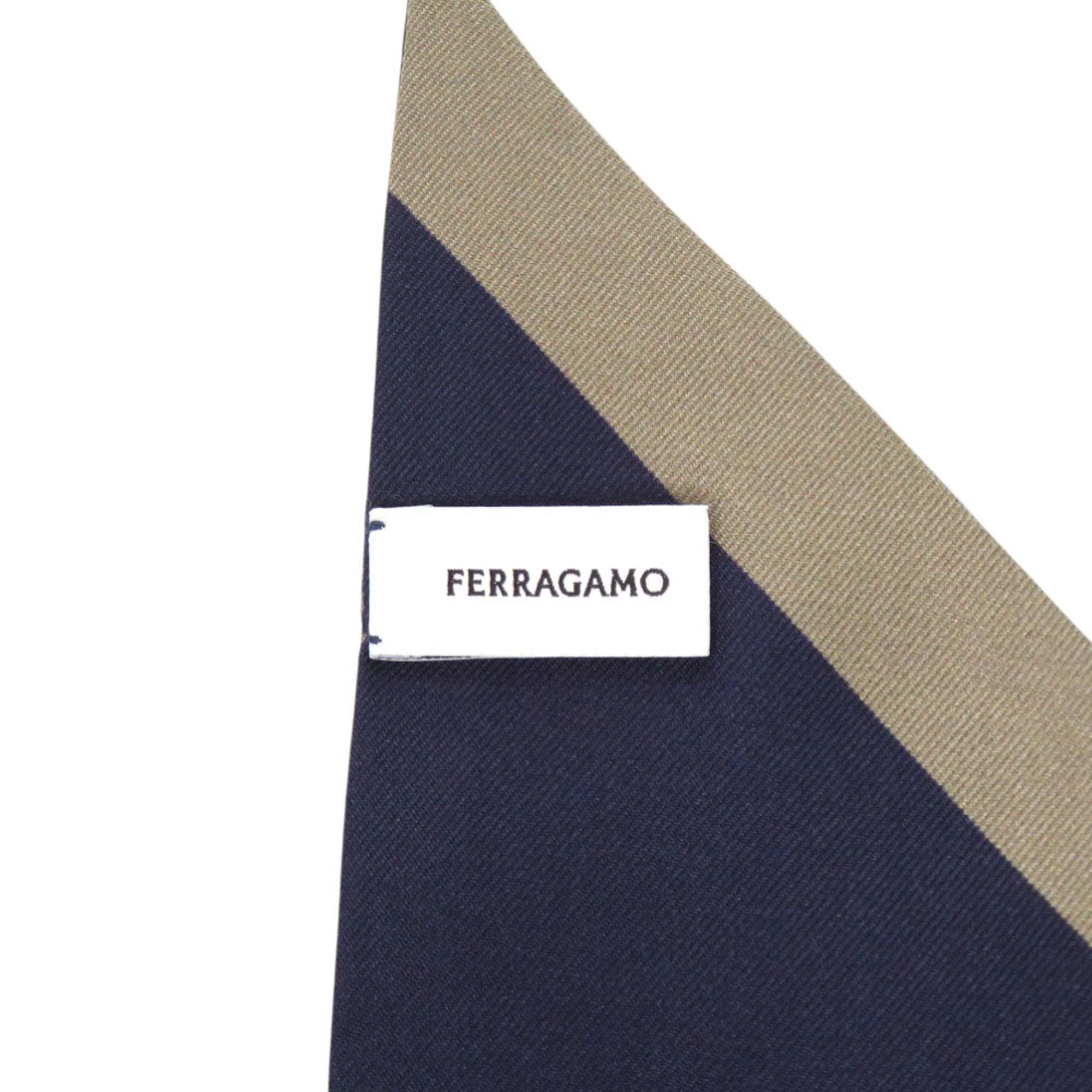 Salvatore Ferragamo Salvatore Ferragamo Silk Navy Brown Scarf Muffler 1880Salvatore Size ONE SIZE - 3 Thumbnail