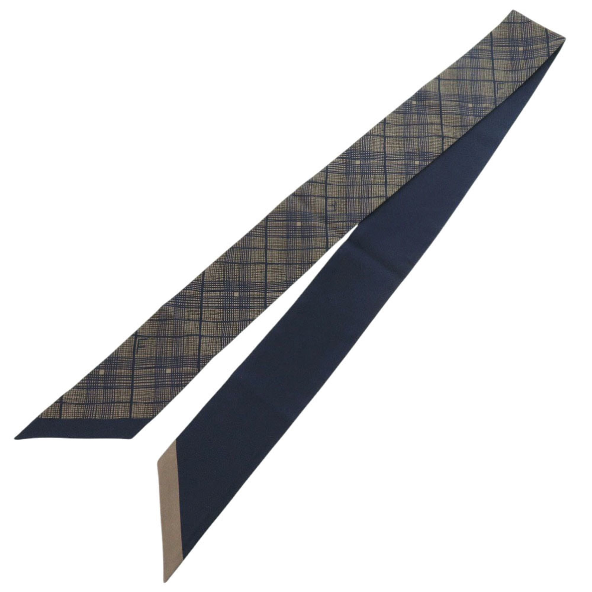 Salvatore Ferragamo Salvatore Ferragamo Silk Navy Brown Scarf Muffler 1880Salvatore Size ONE SIZE - 2 Thumbnail