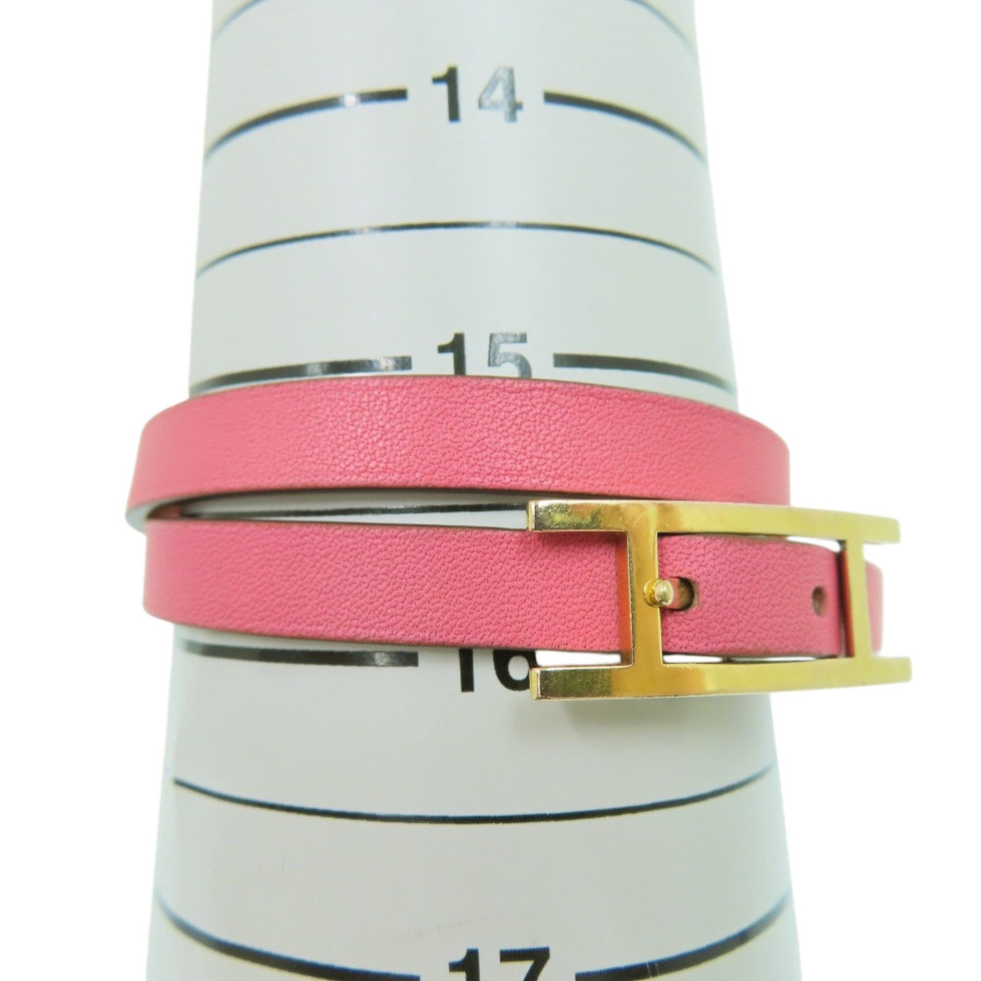 Hermes Hermes Be Api Double Tour Veau Swift Rose Azalee Orange Poppy Pink Strand Bracelet 0774HERMES Size ONE SIZE - 7 Thumbnail