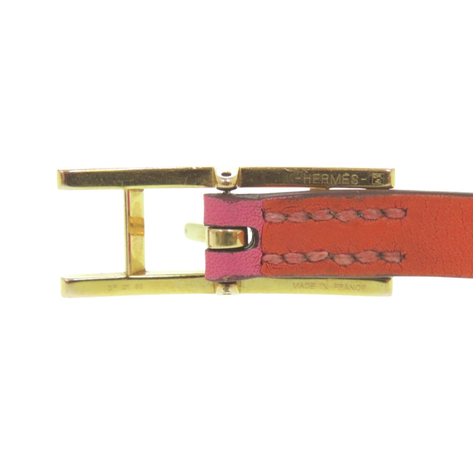 Hermes Hermes Be Api Double Tour Veau Swift Rose Azalee Orange Poppy Pink Strand Bracelet 0774HERMES Size ONE SIZE - 5 Thumbnail