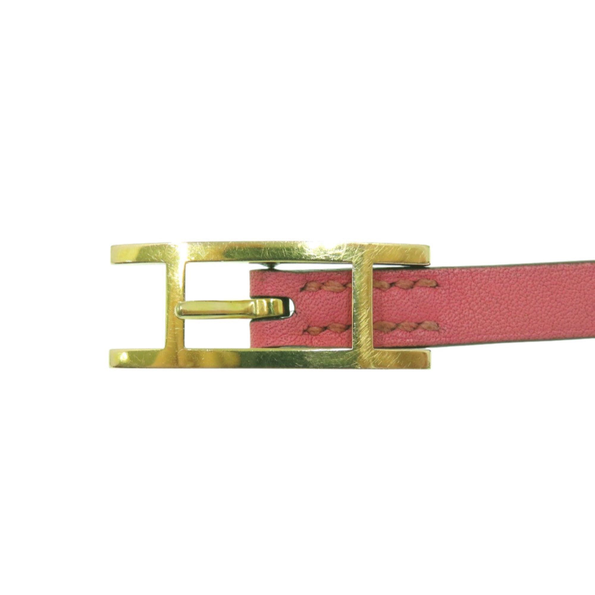 Hermes Hermes Be Api Double Tour Veau Swift Rose Azalee Orange Poppy Pink Strand Bracelet 0774HERMES Size ONE SIZE - 4 Thumbnail