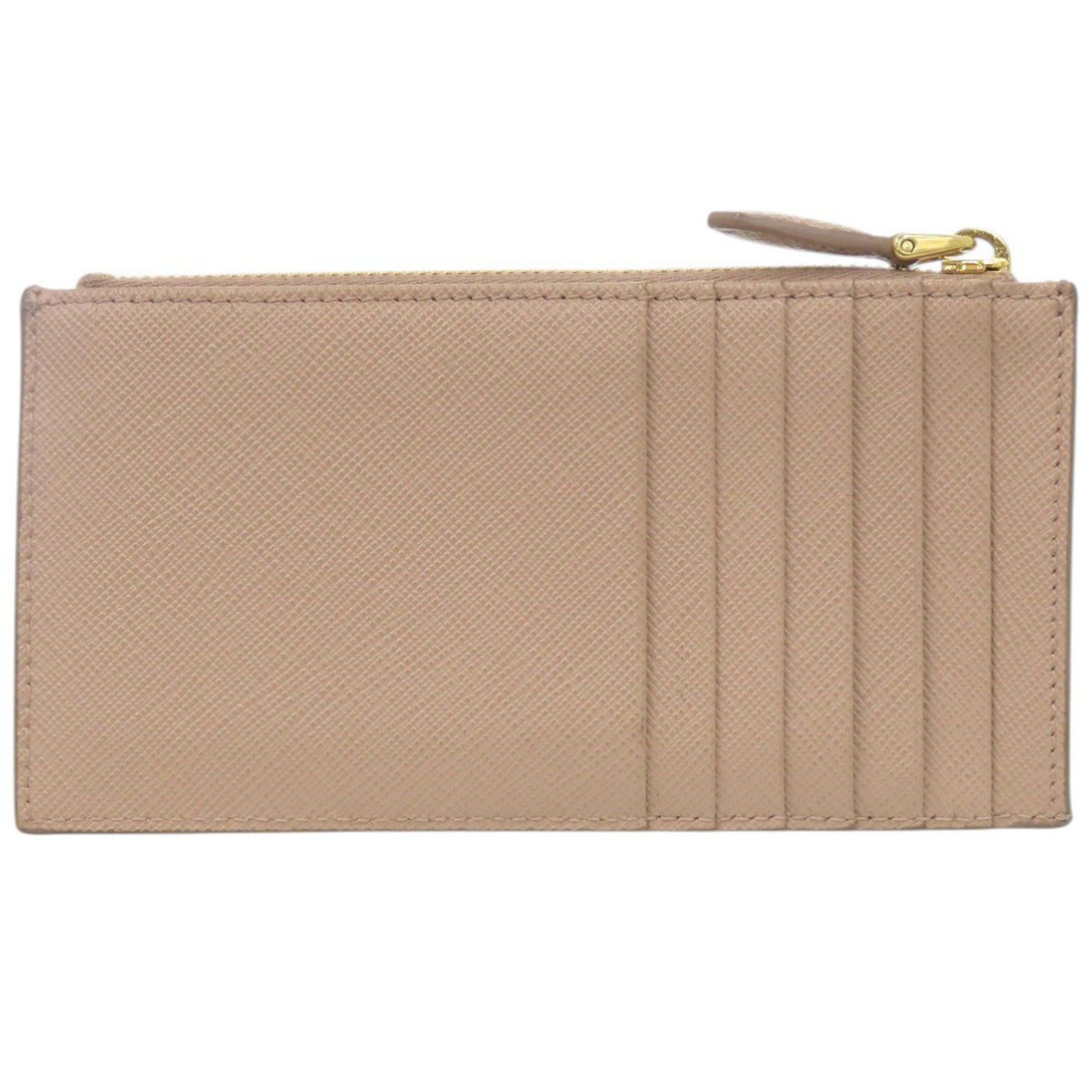 Prada Prada Saffiano Triangle Leather Beige Fragment Case Wallet 0574PRADA Size ONE SIZE - 2 Thumbnail