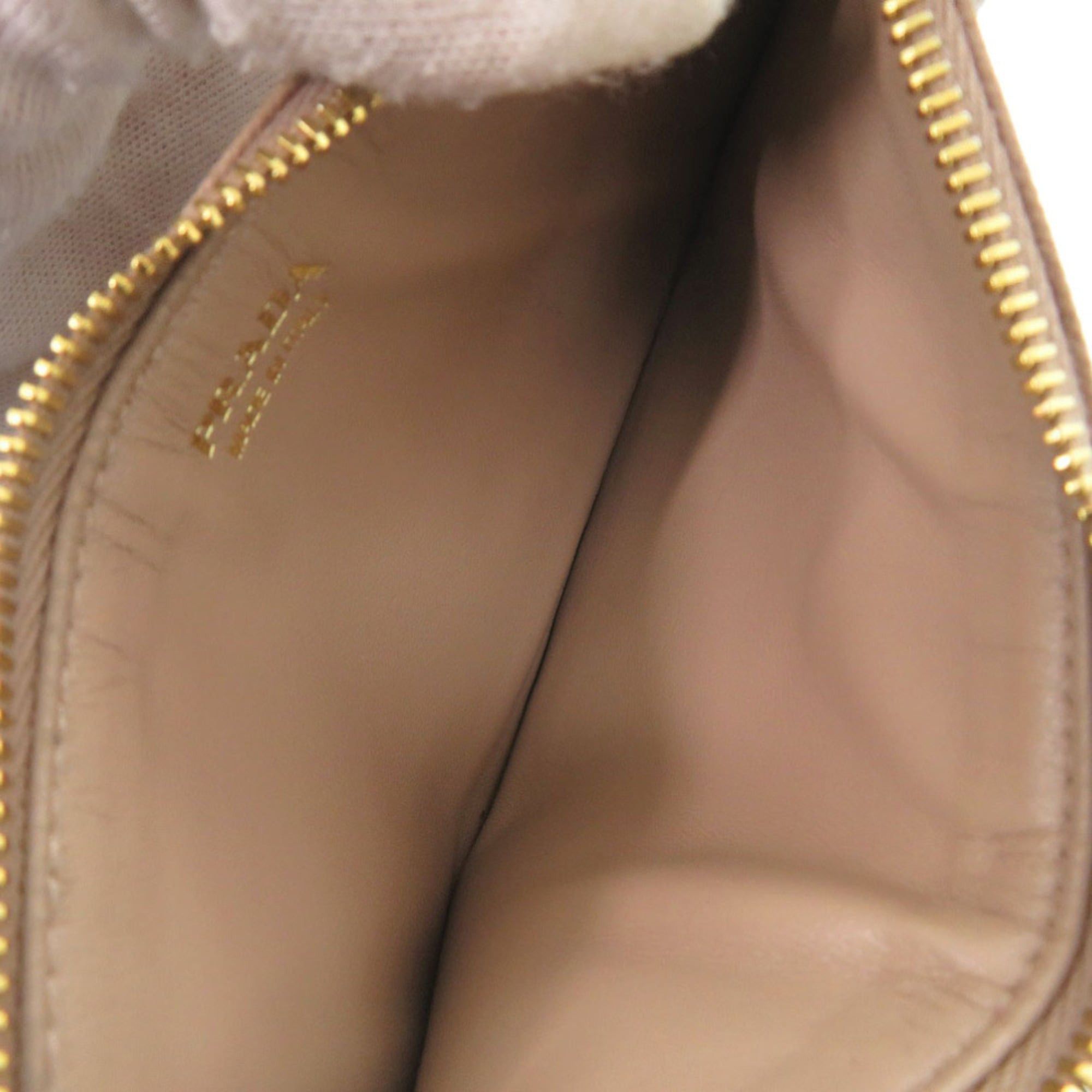 Prada Prada Saffiano Triangle Leather Beige Fragment Case Wallet 0574PRADA Size ONE SIZE - 4 Thumbnail