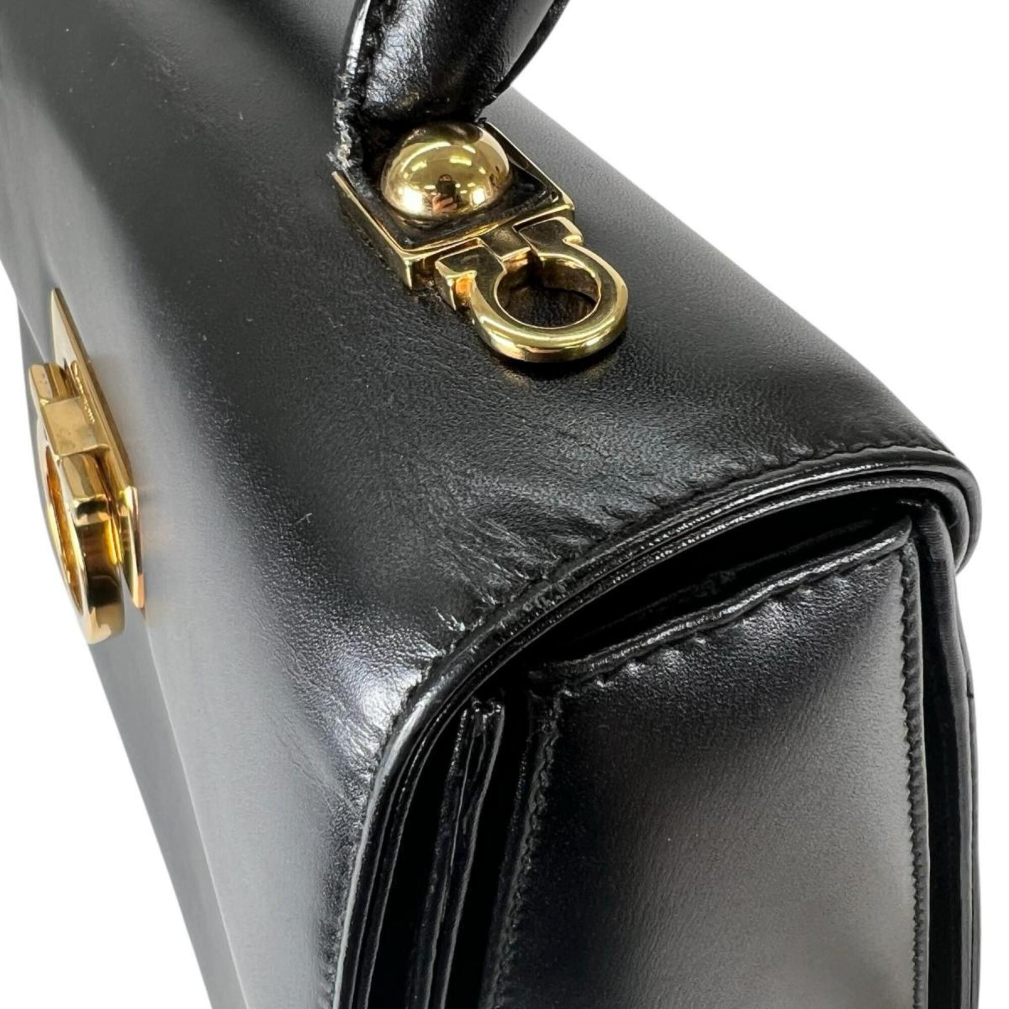 Salvatore Ferragamo Salvatore Ferragamo Compact Gancini Leather Handbag E210536 Black Size ONE SIZE - 14 Thumbnail