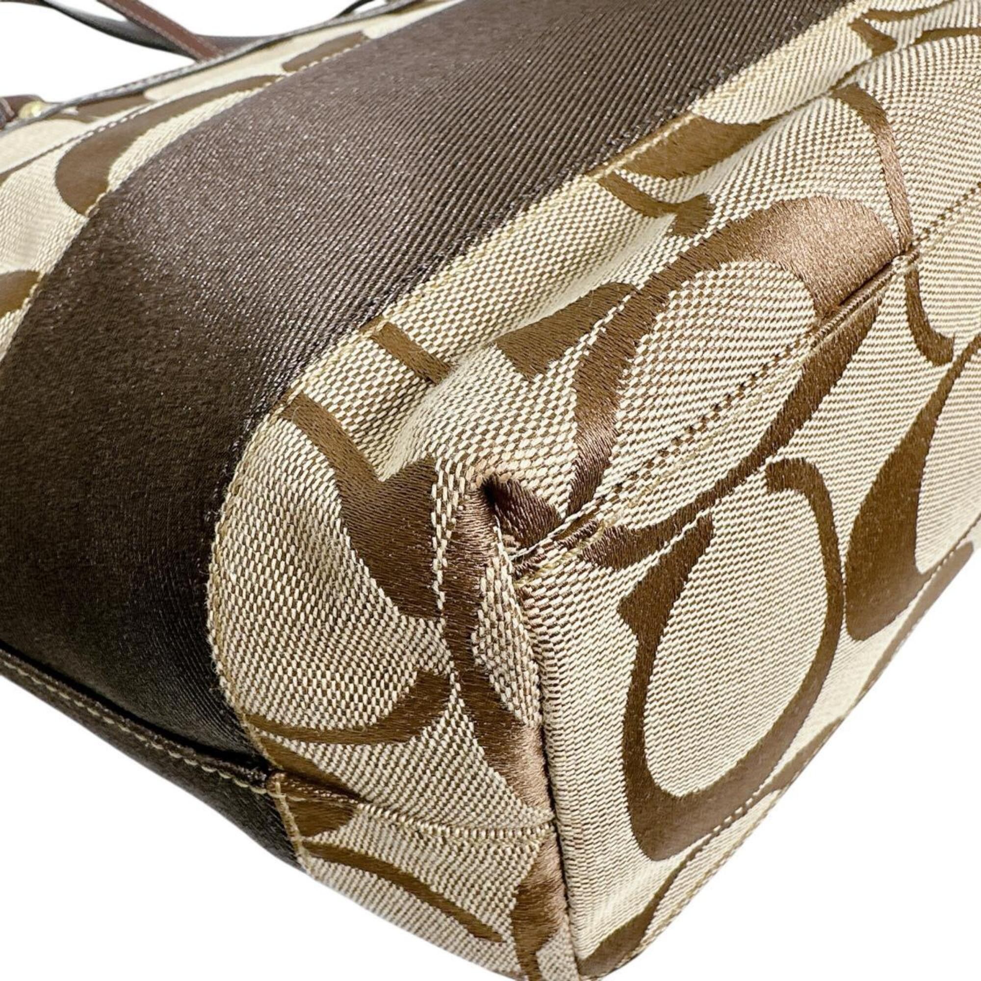 Coach Coach tote bag, canvas, signature pattern, 10124 brown Size ONE SIZE - 8 Thumbnail