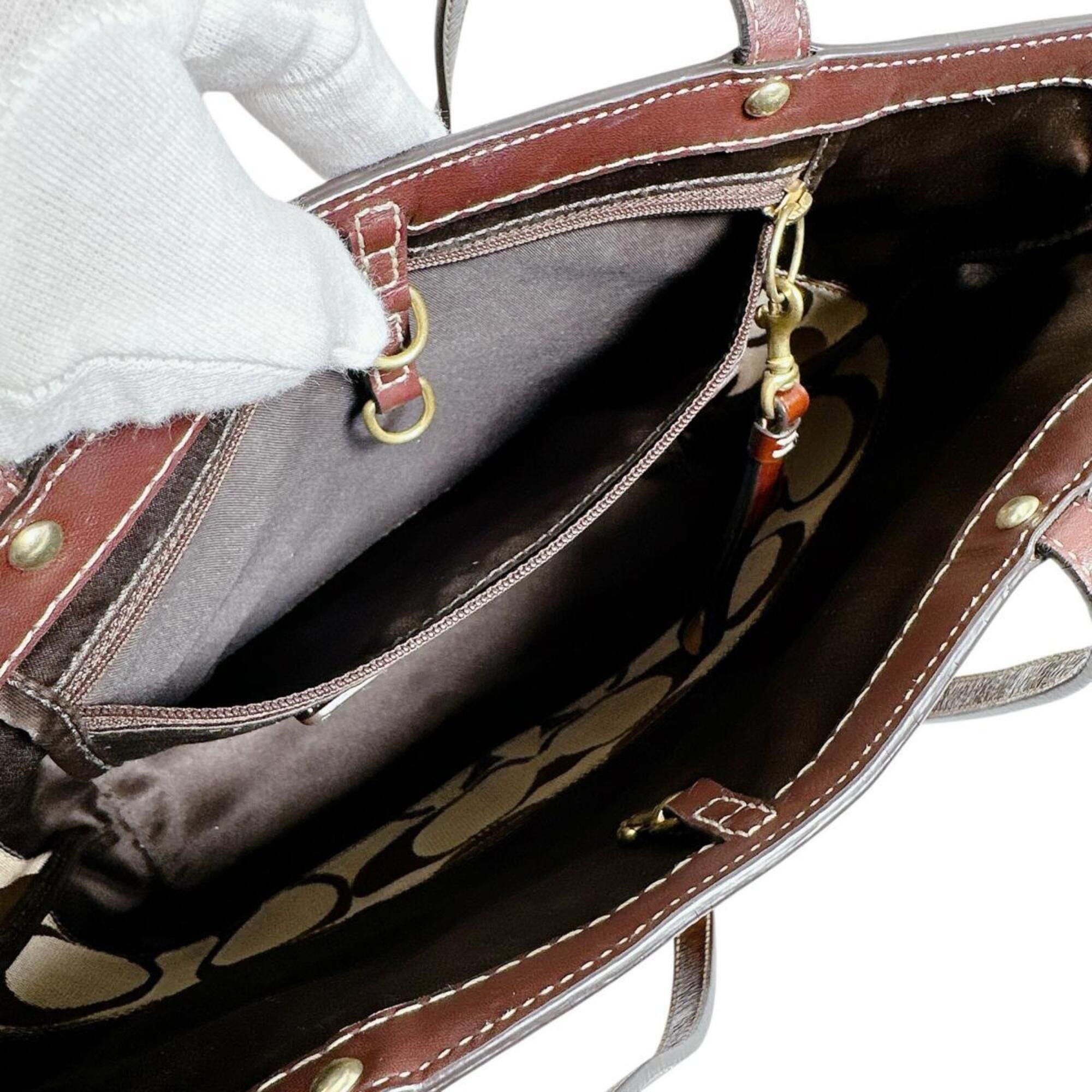 Coach Coach tote bag, canvas, signature pattern, 10124 brown Size ONE SIZE - 9 Thumbnail
