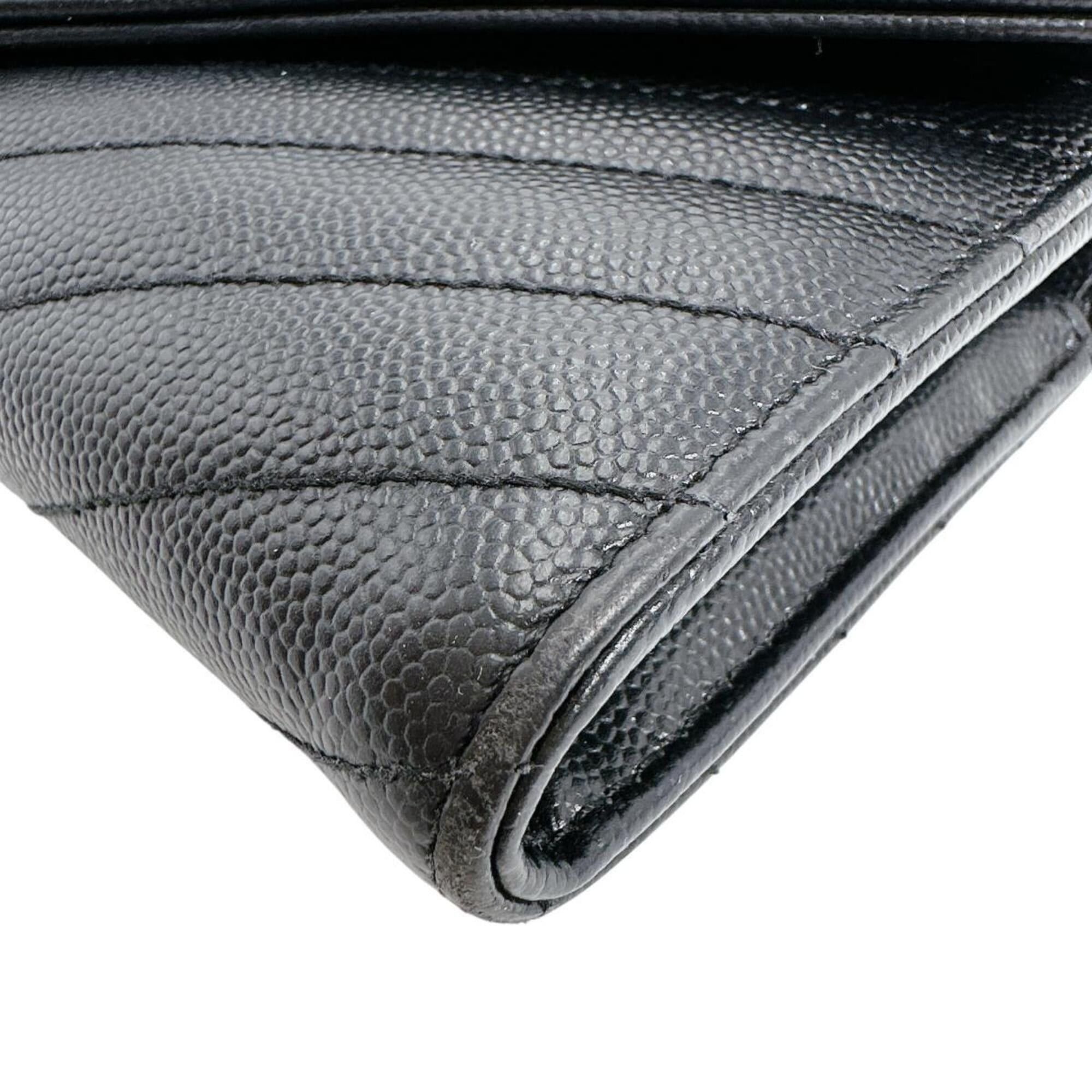 Yves Saint Laurent Yves Saint Laurent Cassandra Long Wallet, Button Closure, Leather, Black Size ONE SIZE - 6 Thumbnail