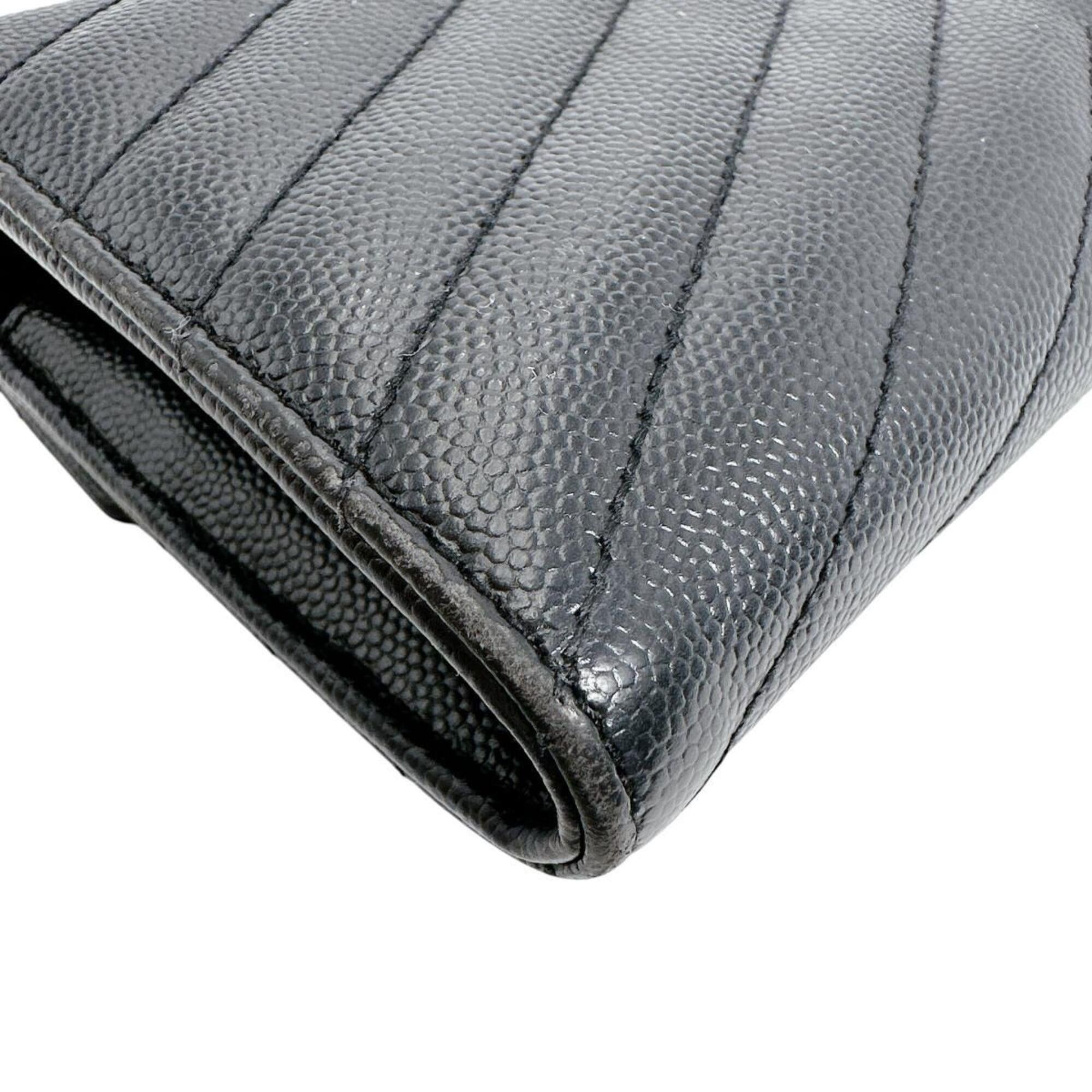 Yves Saint Laurent Yves Saint Laurent Cassandra Long Wallet, Button Closure, Leather, Black Size ONE SIZE - 7 Thumbnail