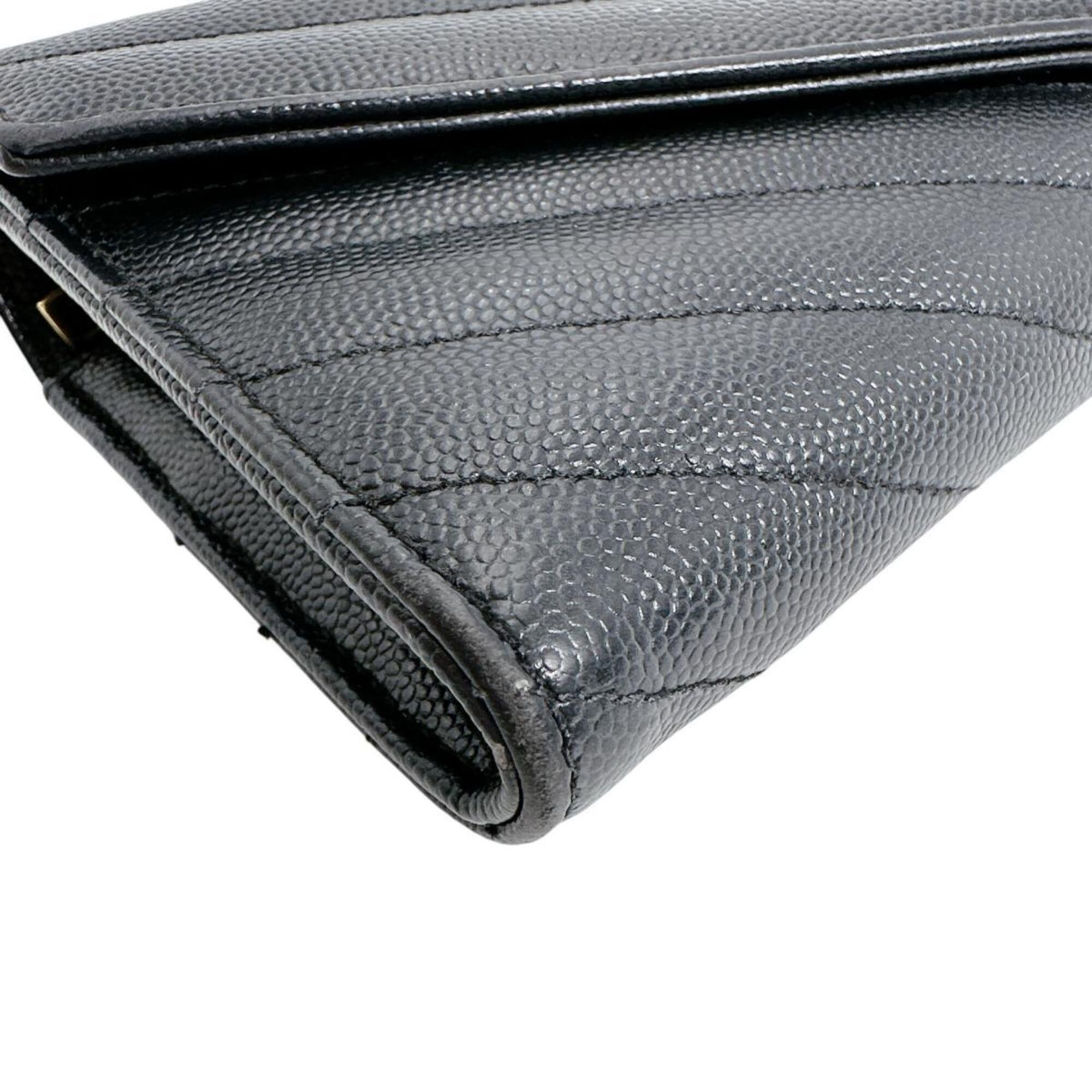 Yves Saint Laurent Yves Saint Laurent Cassandra Long Wallet, Button Closure, Leather, Black Size ONE SIZE - 5 Thumbnail