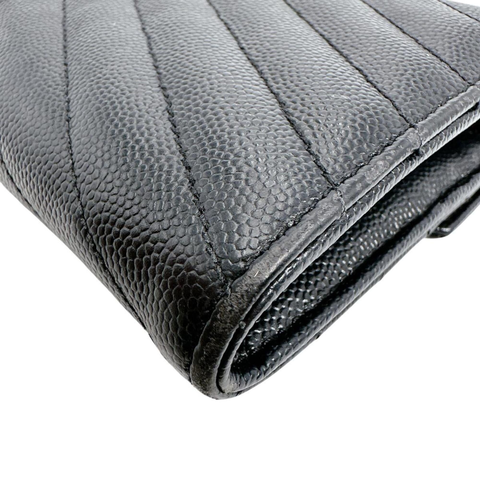 Yves Saint Laurent Yves Saint Laurent Cassandra Long Wallet, Button Closure, Leather, Black Size ONE SIZE - 8 Thumbnail