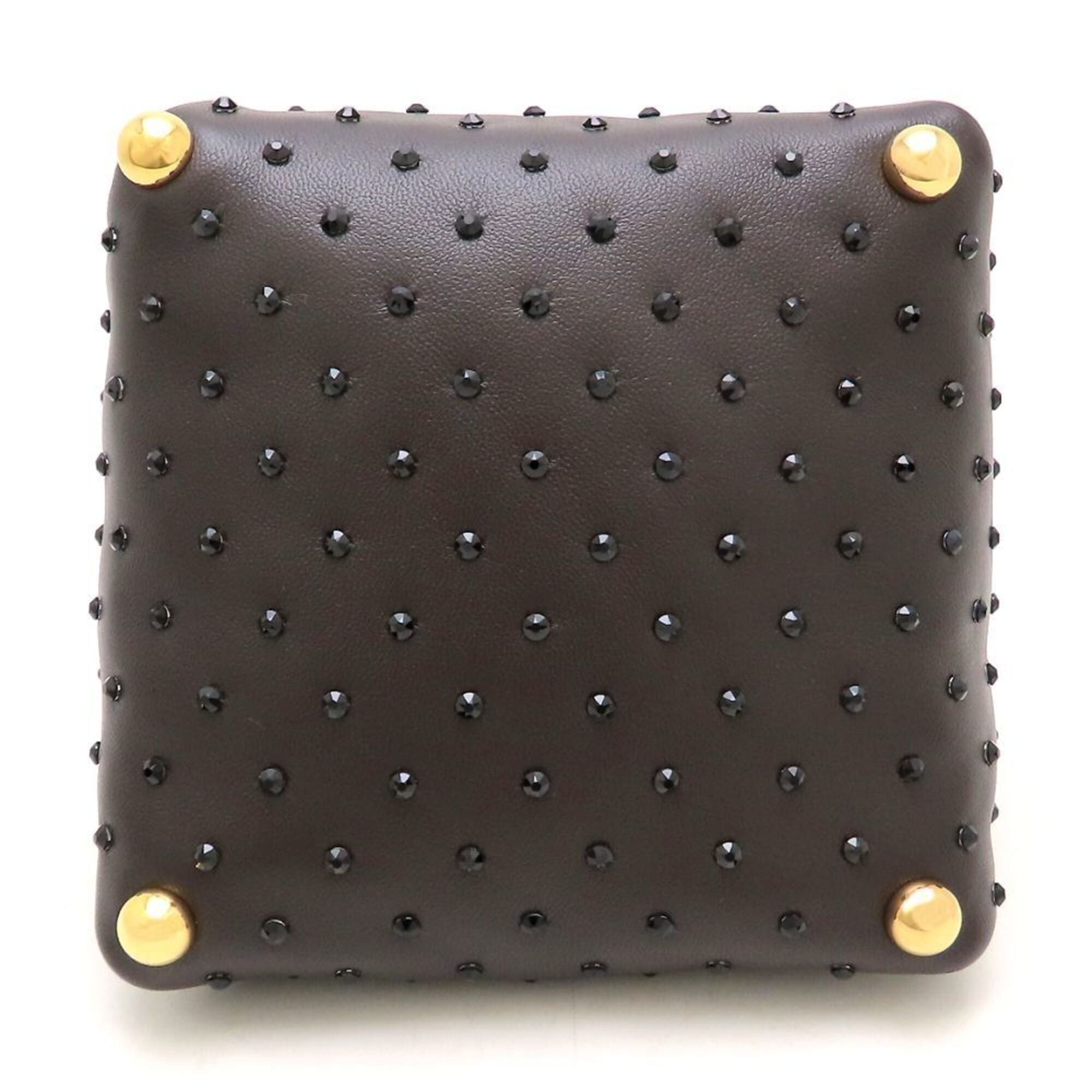 Bottega Veneta BOTTEGA VENETA Square Puffy Bag, Rhinestone Handbag, Lambskin, Dark Brown, Women's, 353256 Size ONE SIZE - 4 Thumbnail