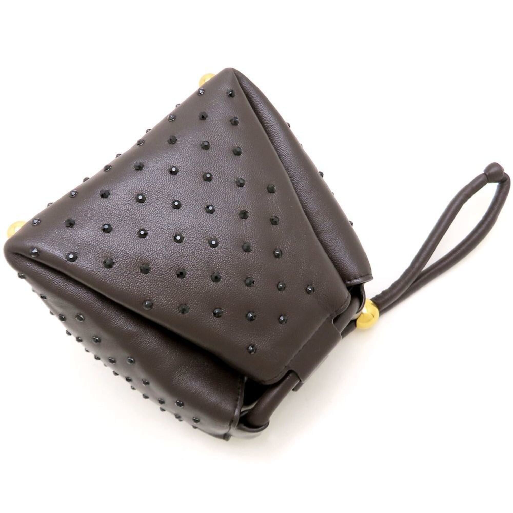 Bottega Veneta BOTTEGA VENETA Square Puffy Bag, Rhinestone Handbag, Lambskin, Dark Brown, Women's, 353256 Size ONE SIZE - 5 Thumbnail