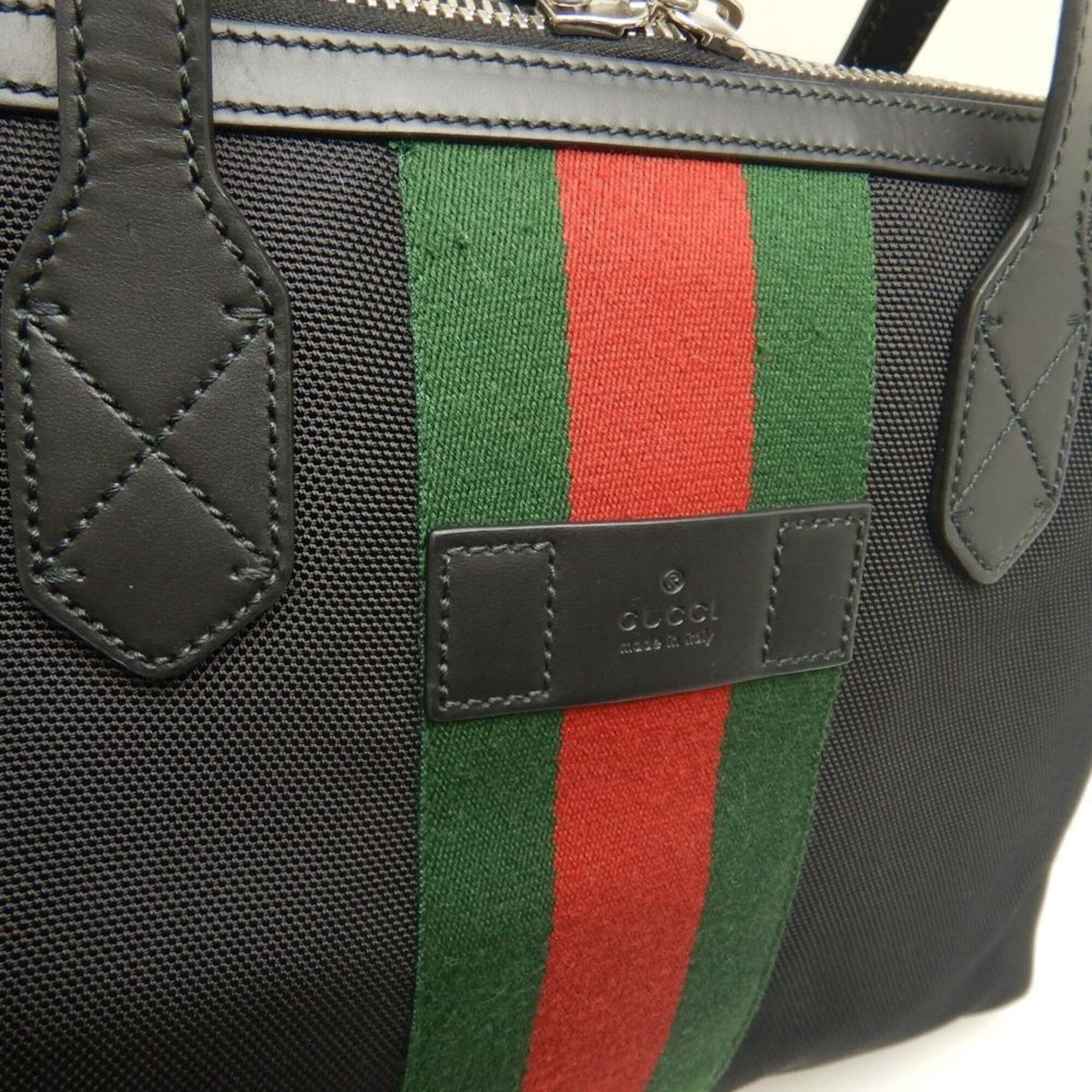 Gucci GUCCI Webbing Line 630923 Tote Bag, Canvas x Leather, Black, Outlet, Women's, Item No. 253792 Size ONE SIZE - 12 Thumbnail