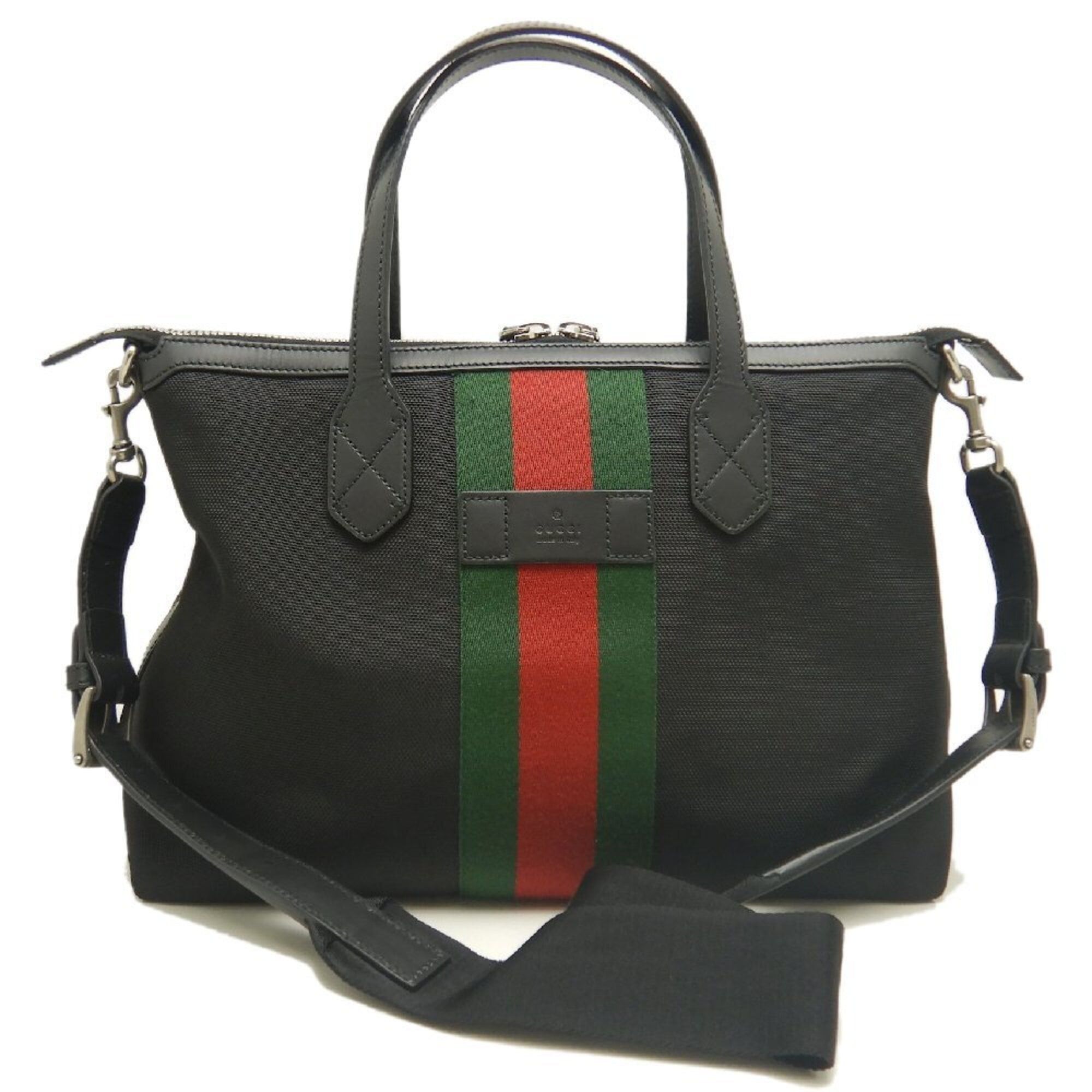 Gucci GUCCI Webbing Line 630923 Tote Bag, Canvas x Leather, Black, Outlet, Women's, Item No. 253792 Size ONE SIZE - 2 Thumbnail